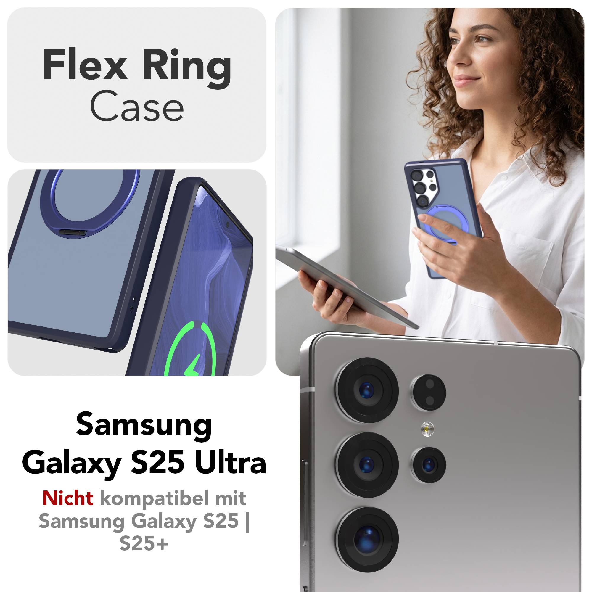 Samsung Galaxy S25 Ultra Bumper Hülle mit drehbarem Ring und MagSafe