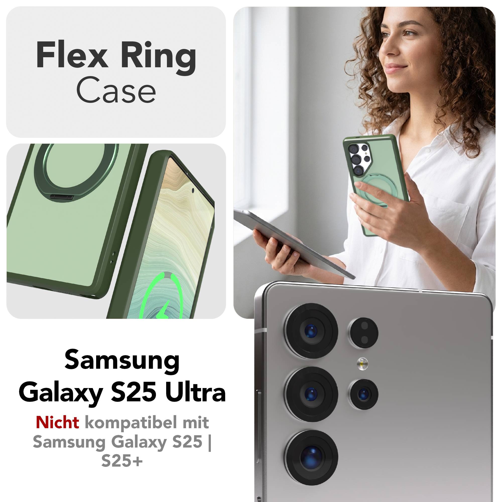 Samsung Galaxy S25 Ultra Bumper Hülle mit drehbarem Ring und MagSafe