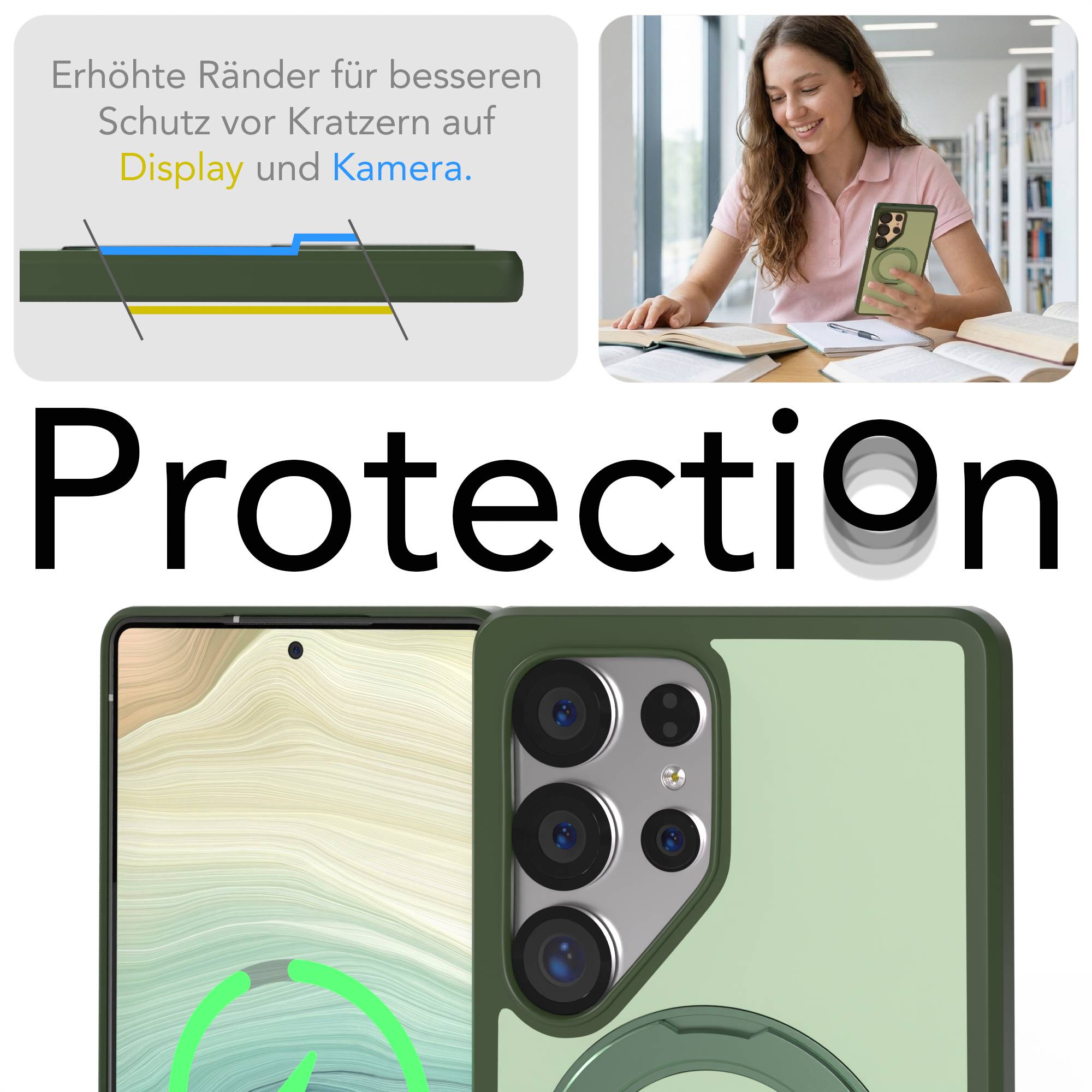Samsung Galaxy S25 Ultra Bumper Hülle mit drehbarem Ring und MagSafe