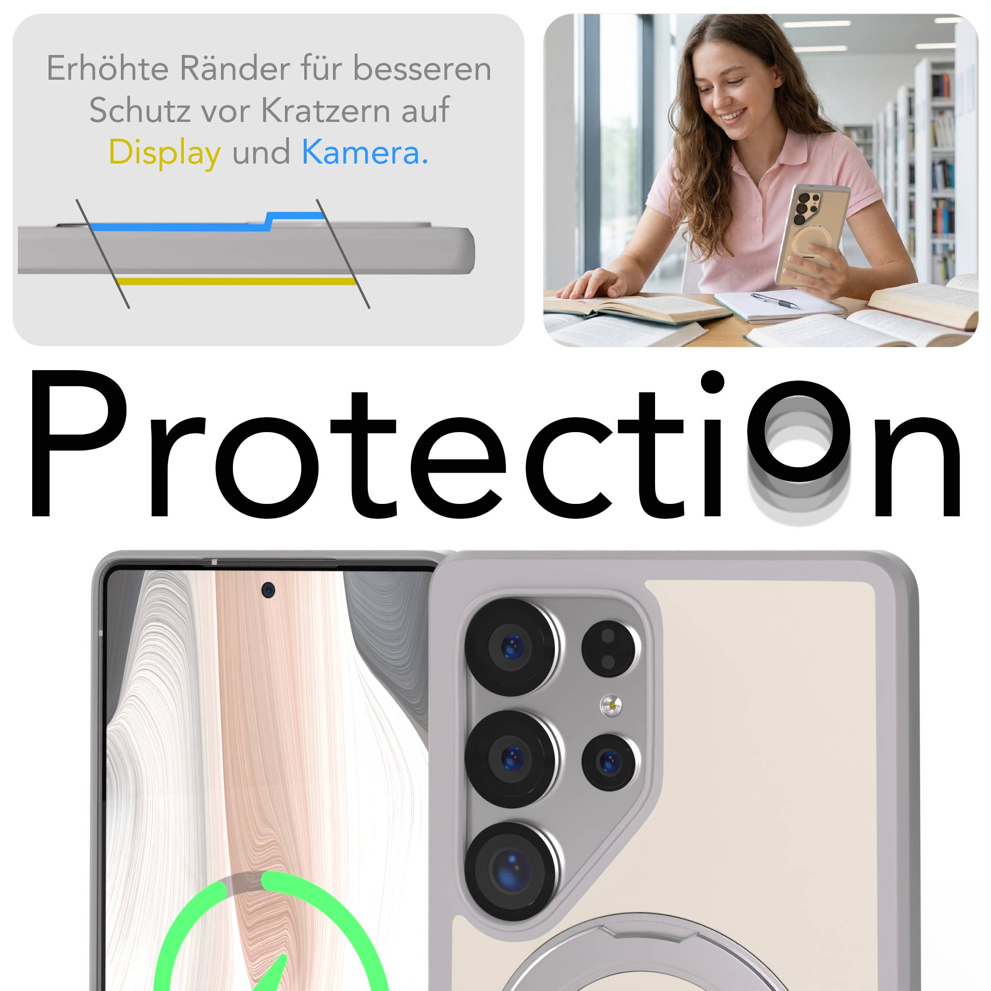 Samsung Galaxy S25 Ultra Bumper Hülle mit drehbarem Ring und MagSafe