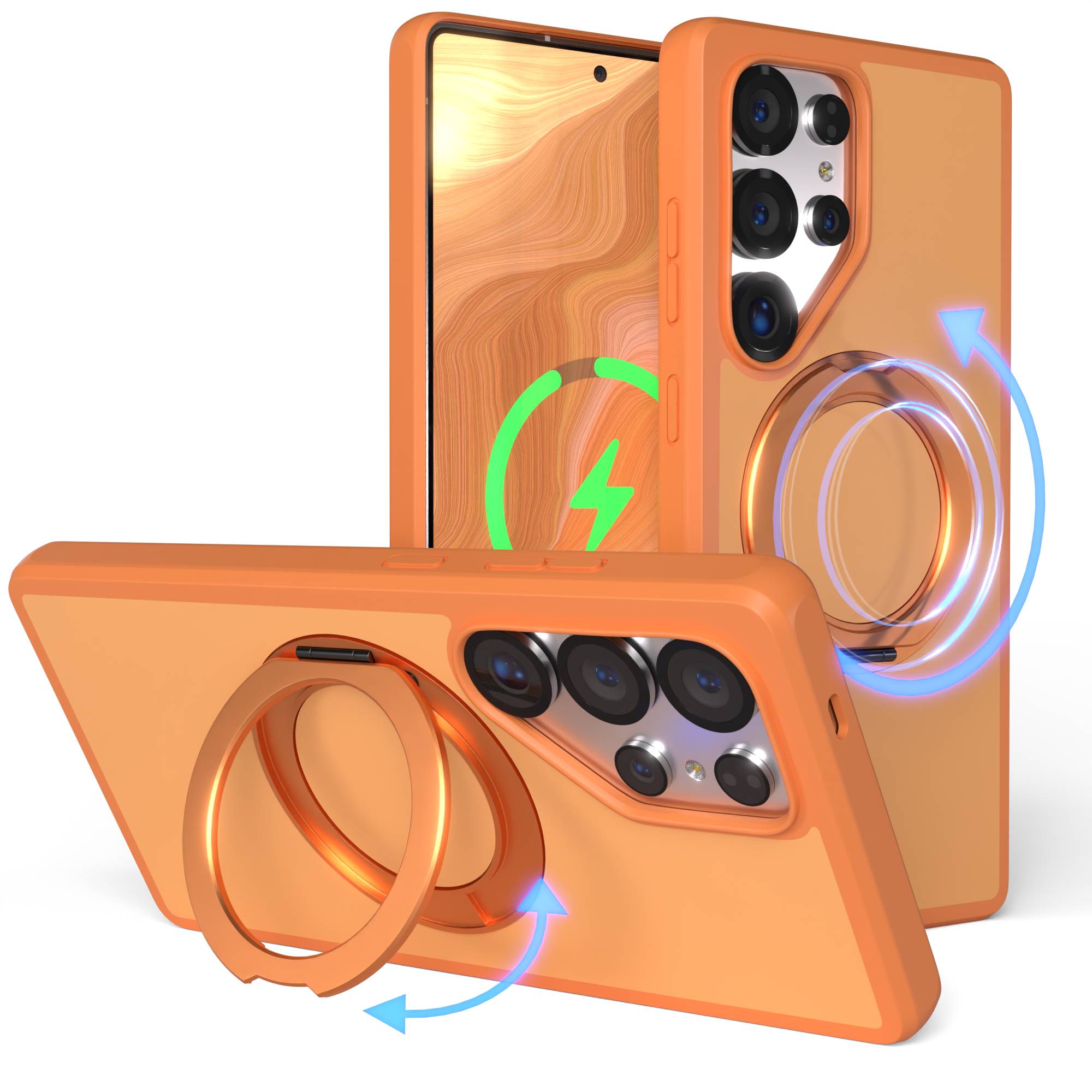 Samsung Galaxy S25 Ultra Bumper Hülle mit drehbarem Ring und MagSafe