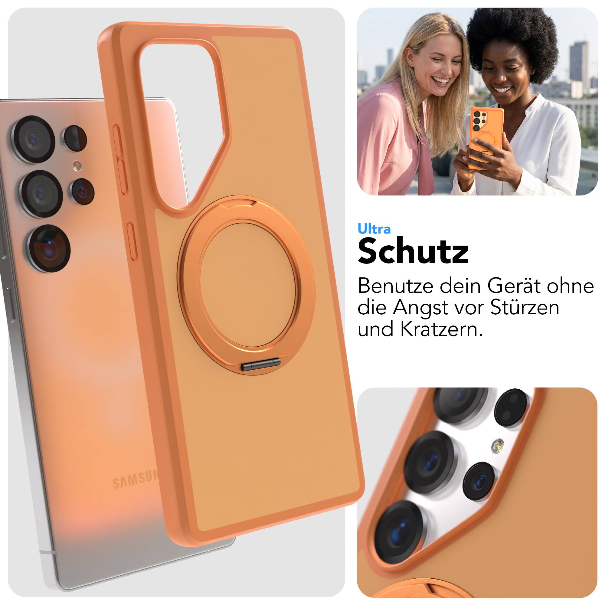 Samsung Galaxy S25 Ultra Bumper Hülle mit drehbarem Ring und MagSafe