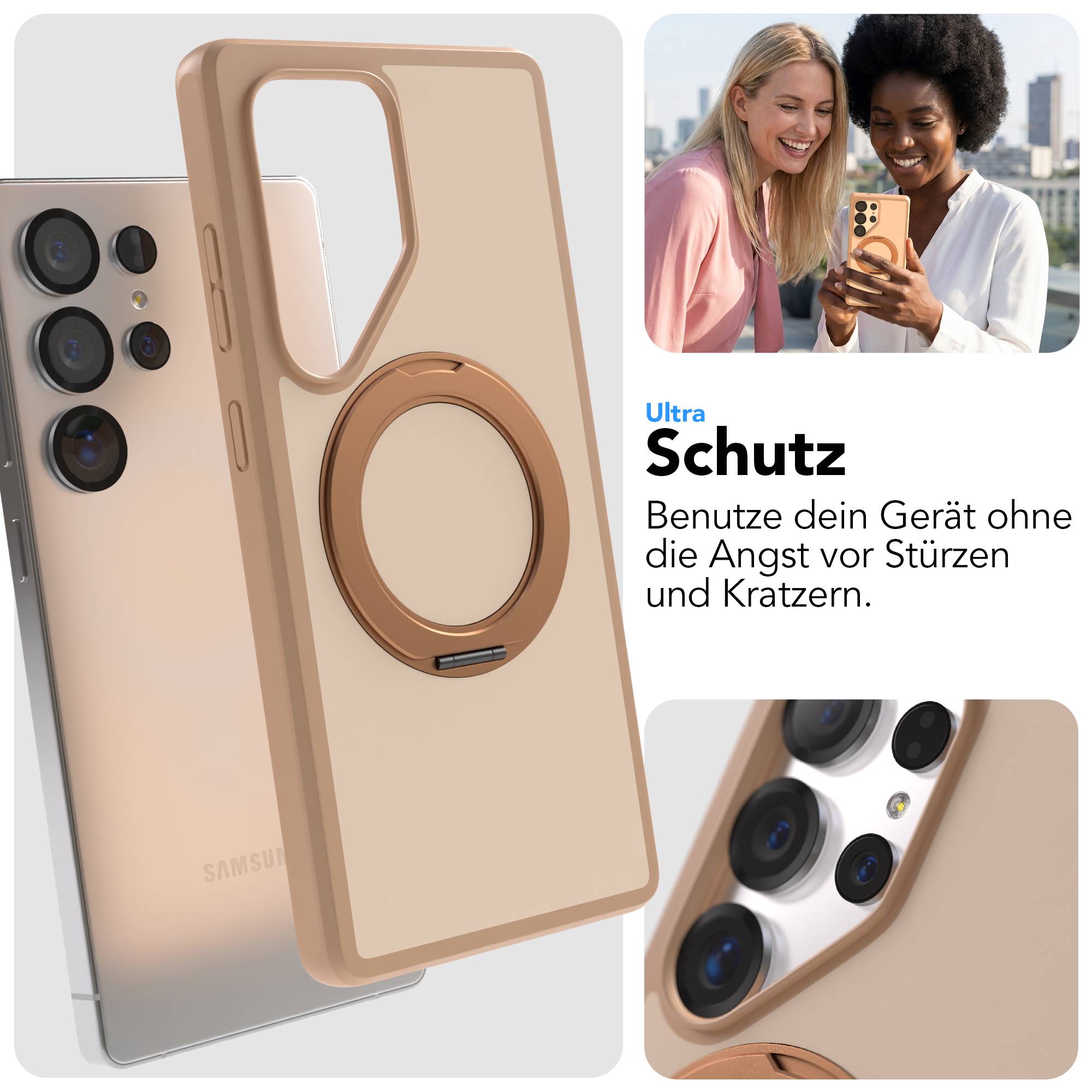Samsung Galaxy S25 Ultra Bumper Hülle mit drehbarem Ring und MagSafe