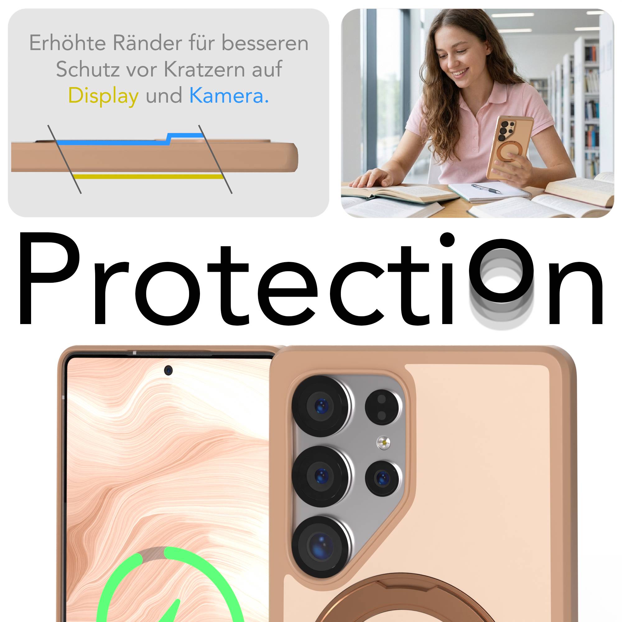Samsung Galaxy S25 Ultra Bumper Hülle mit drehbarem Ring und MagSafe