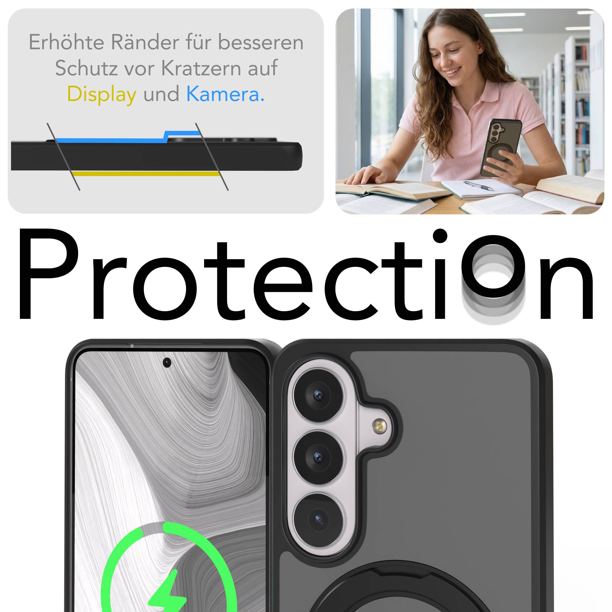 Samsung Galaxy S26 Bumper Hülle mit drehbarem Ring und MagSafe Funktion