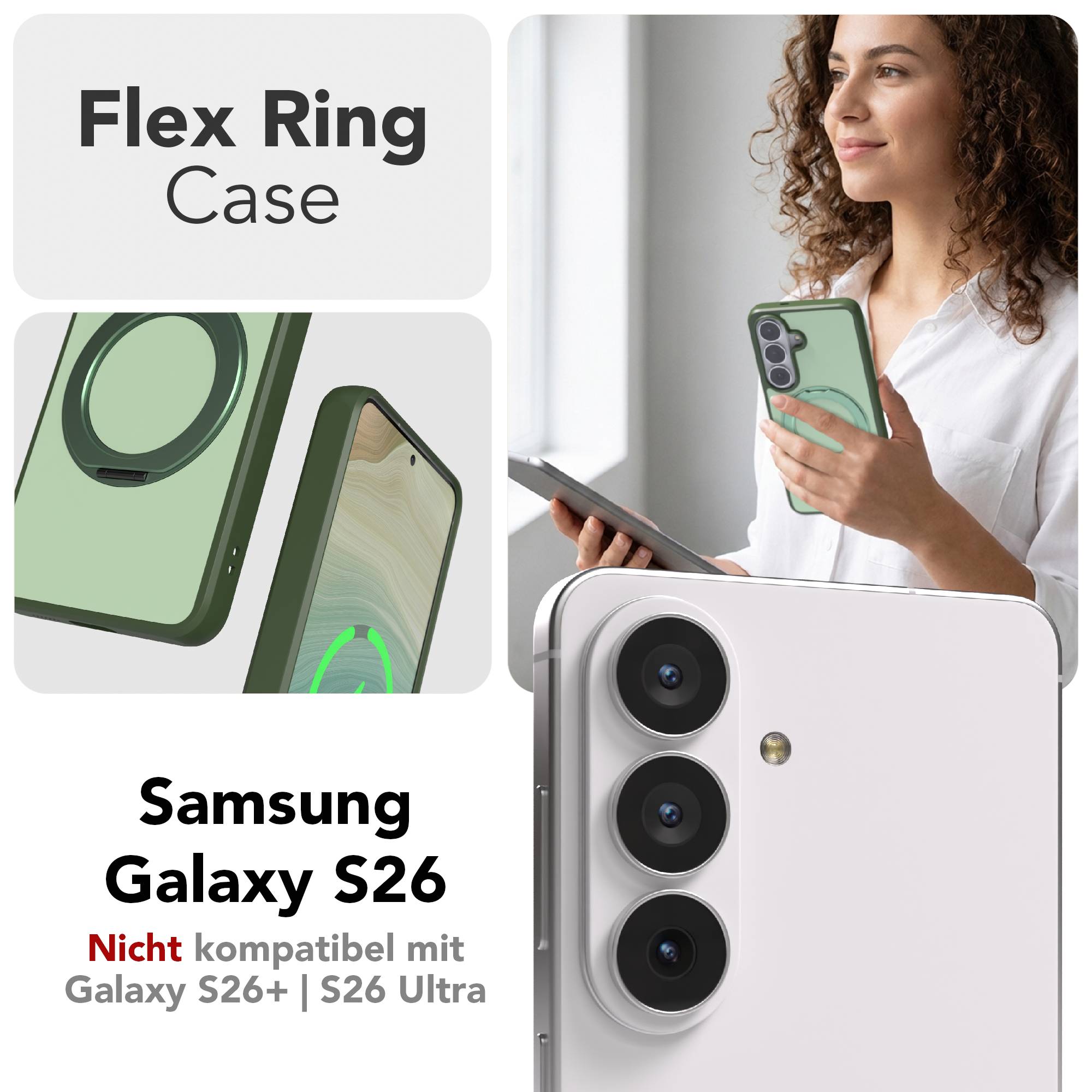 Samsung Galaxy S26 Bumper Hülle mit drehbarem Ring und MagSafe Funktion
