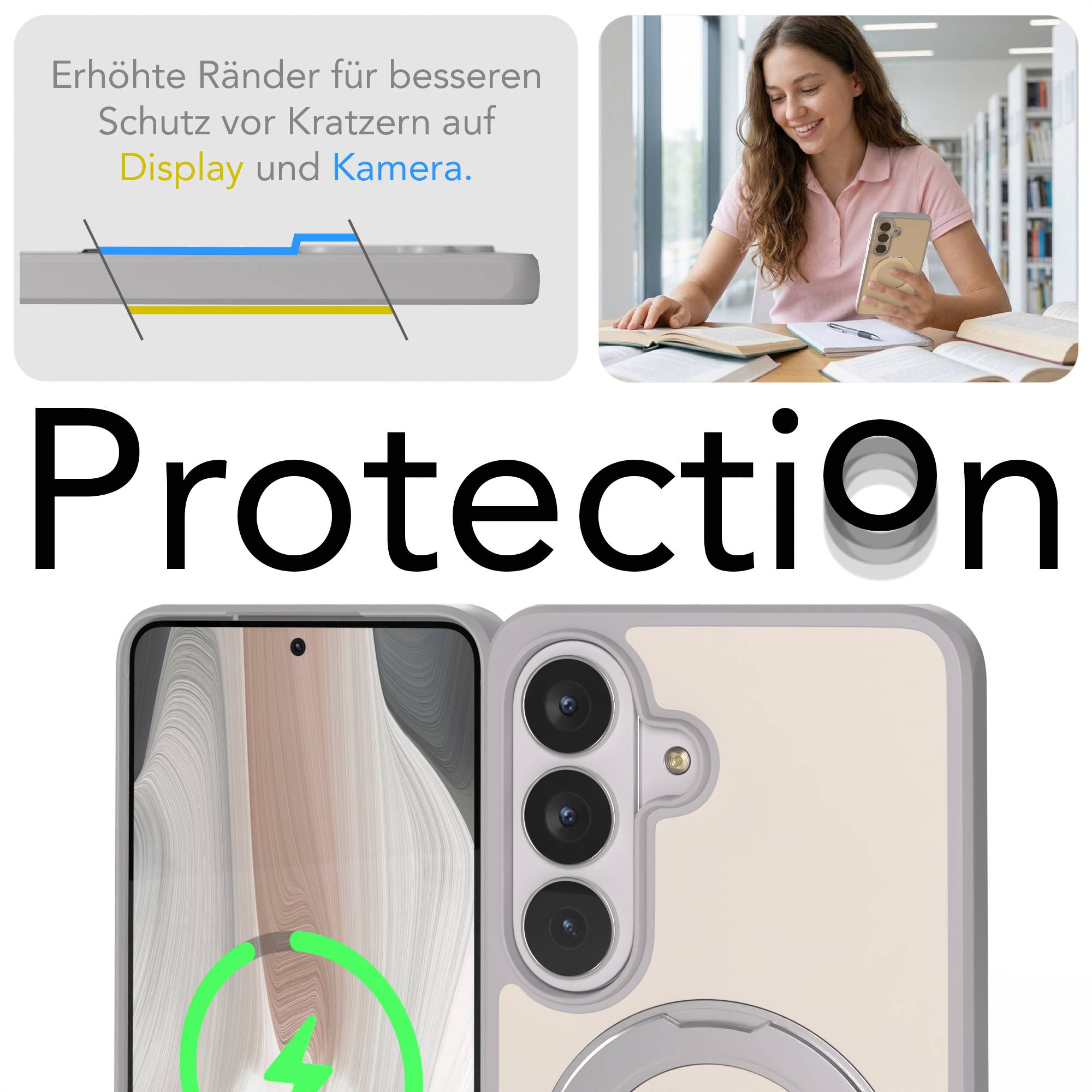 Samsung Galaxy S26 Bumper Hülle mit drehbarem Ring und MagSafe Funktion