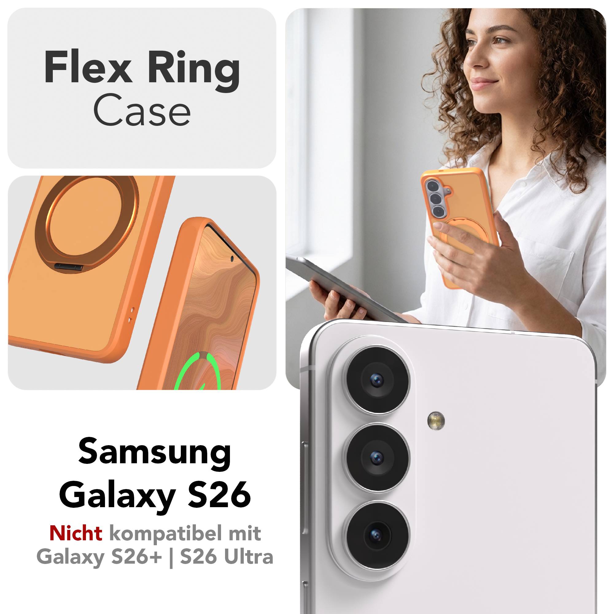Samsung Galaxy S26 Bumper Hülle mit drehbarem Ring und MagSafe Funktion