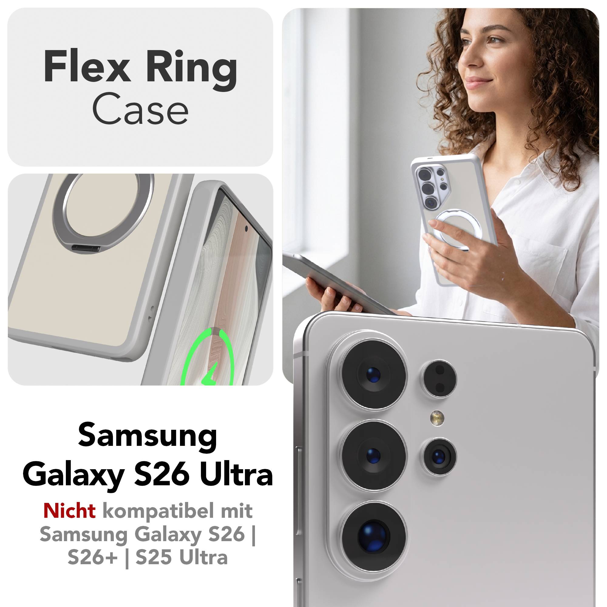 Samsung Galaxy S26 Ultra Bumper Hülle mit drehbarem Ring und MagSafe Funktion