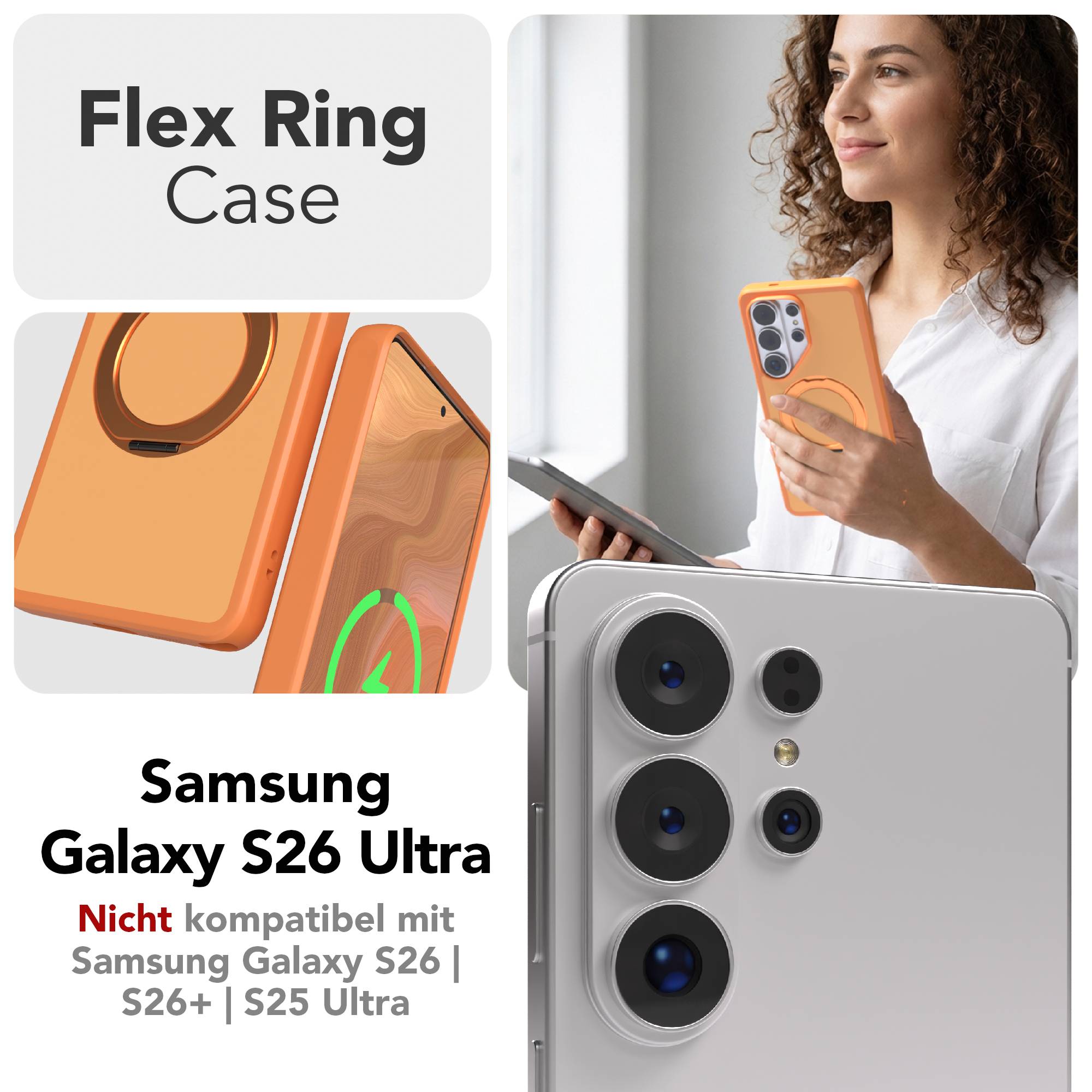 Samsung Galaxy S26 Ultra Bumper Hülle mit drehbarem Ring und MagSafe Funktion