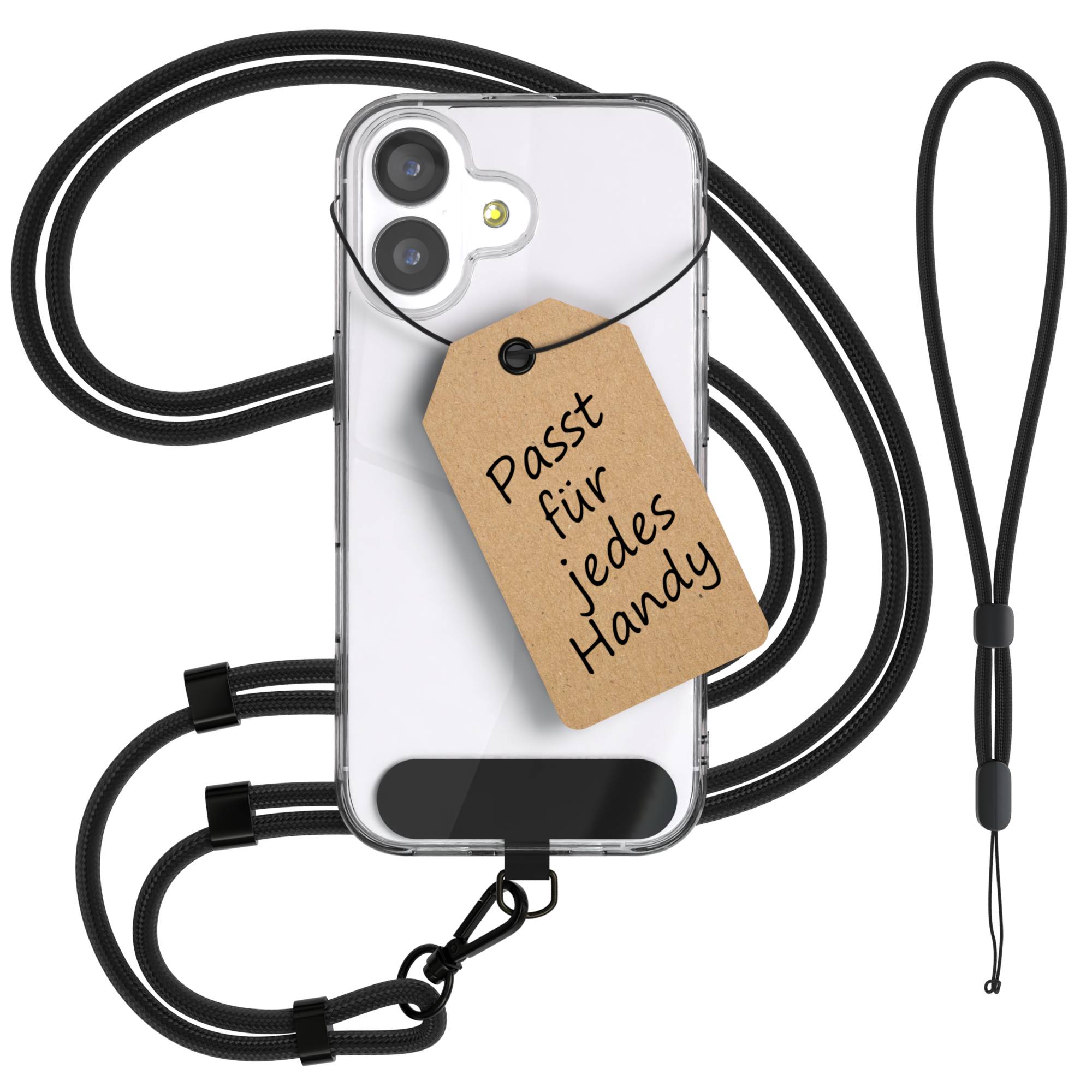 Universal Handykette mit Einlege-Pad und Karabiner für Smartphones