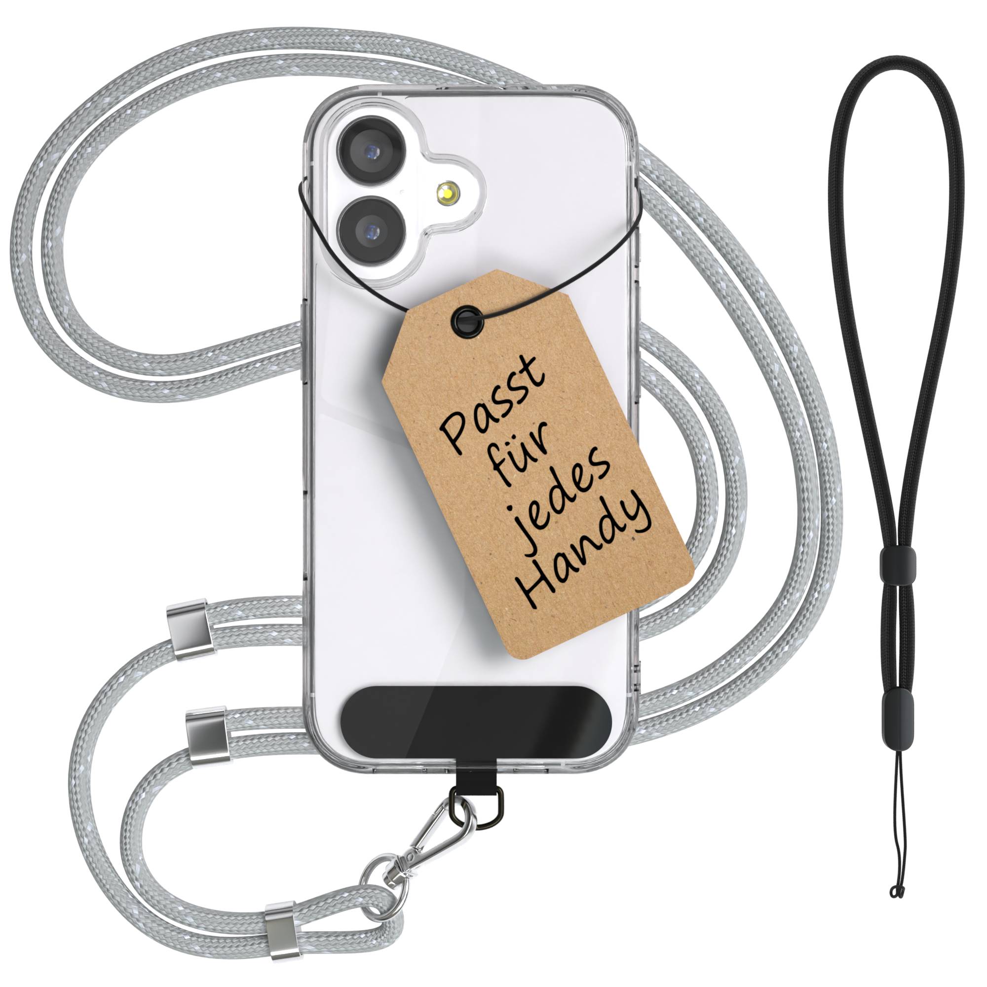 Universal Handykette mit Einlege-Pad und Karabiner für Smartphones