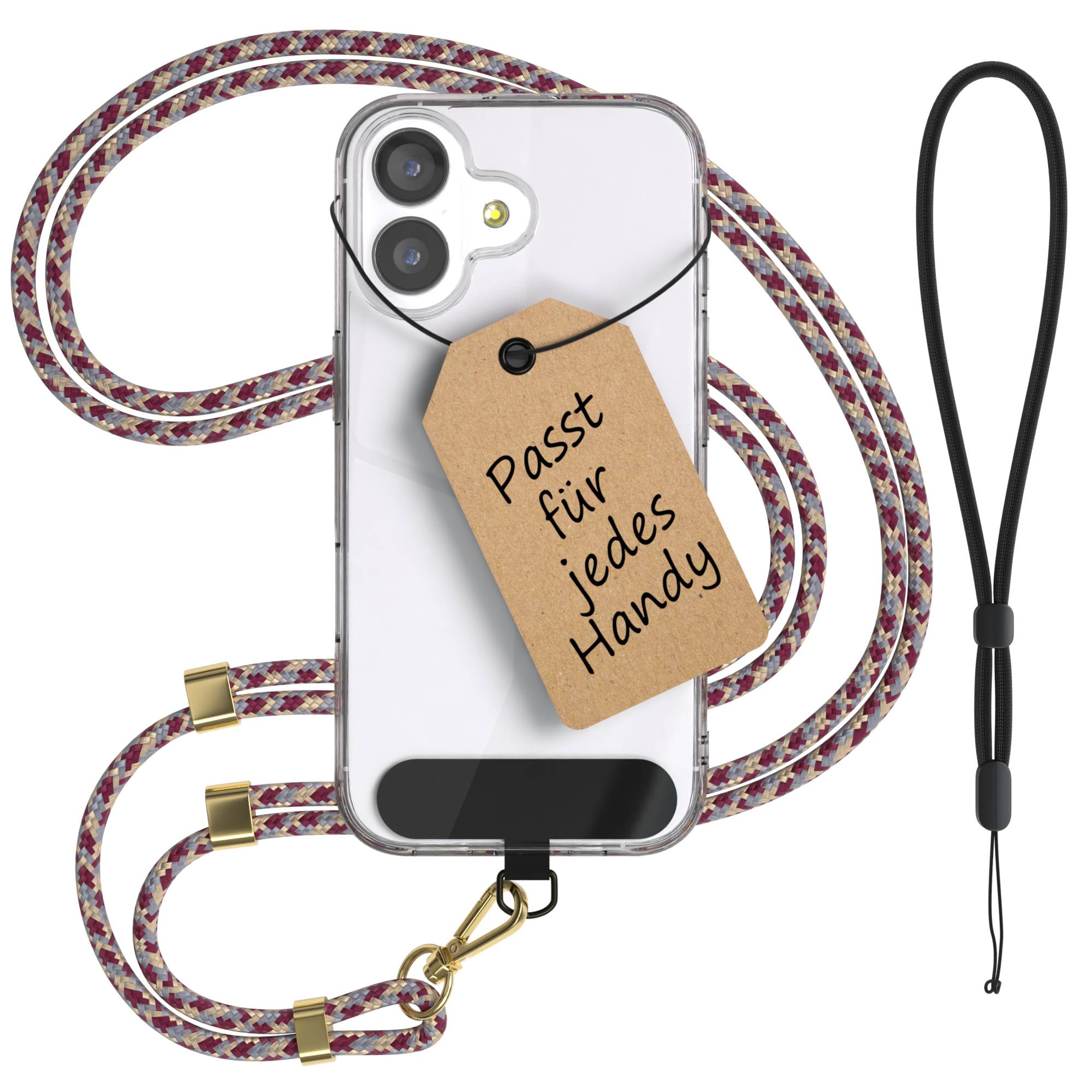 Universal Handykette mit Einlege-Pad und Karabiner für Smartphones