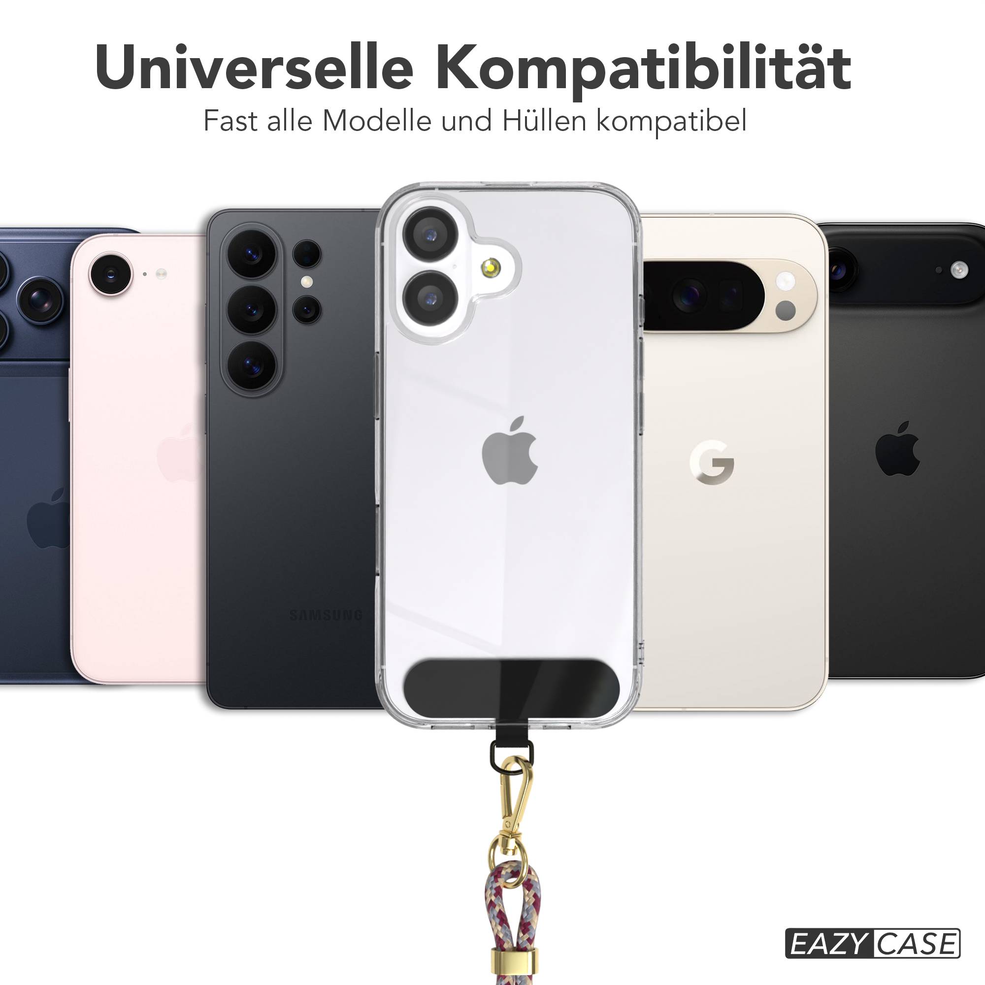 Universal Handykette mit Einlege-Pad und Karabiner für Smartphones