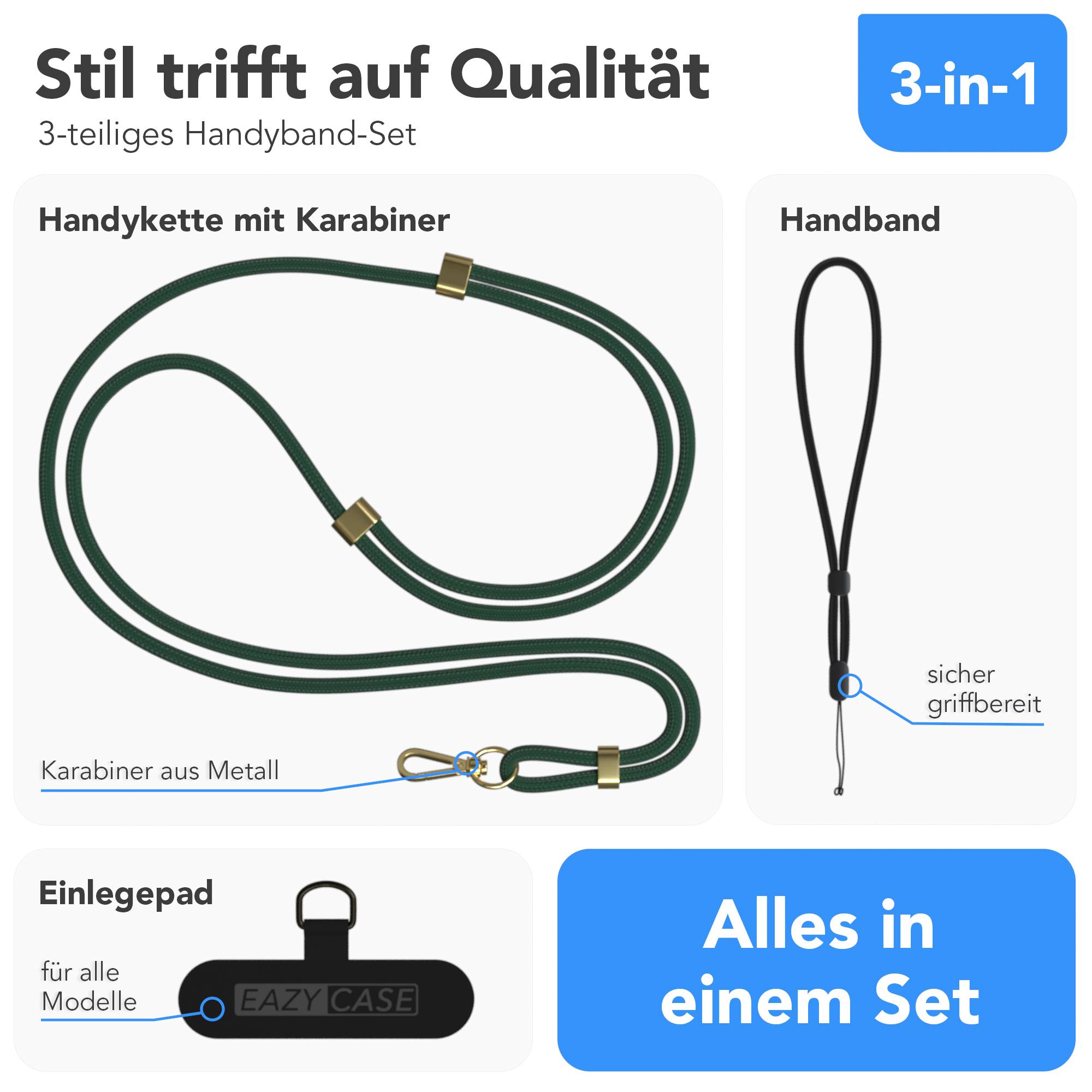 Universal Handykette mit Einlege-Pad und Karabiner für Smartphones