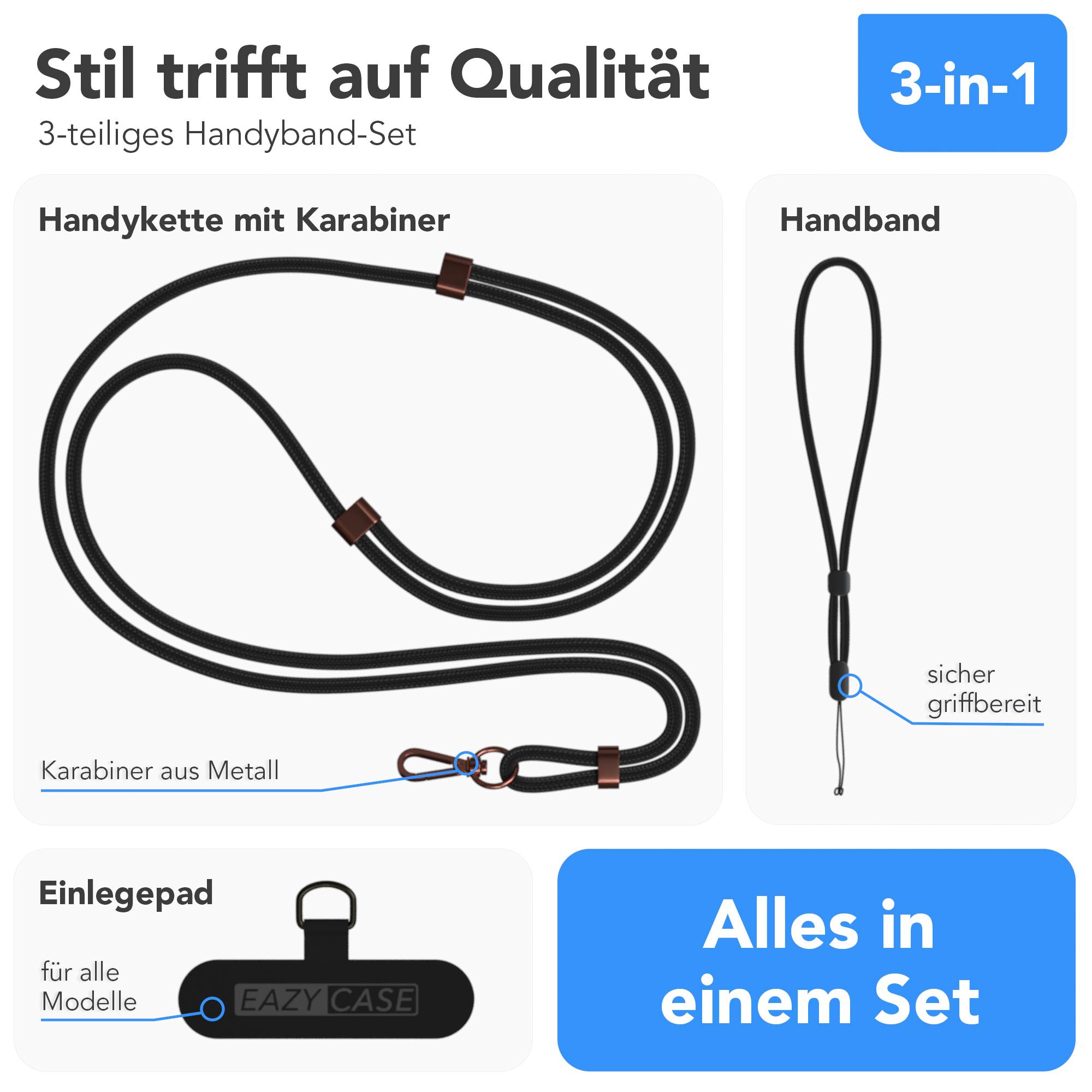 Universal Handykette mit Einlege-Pad und Karabiner für Smartphones
