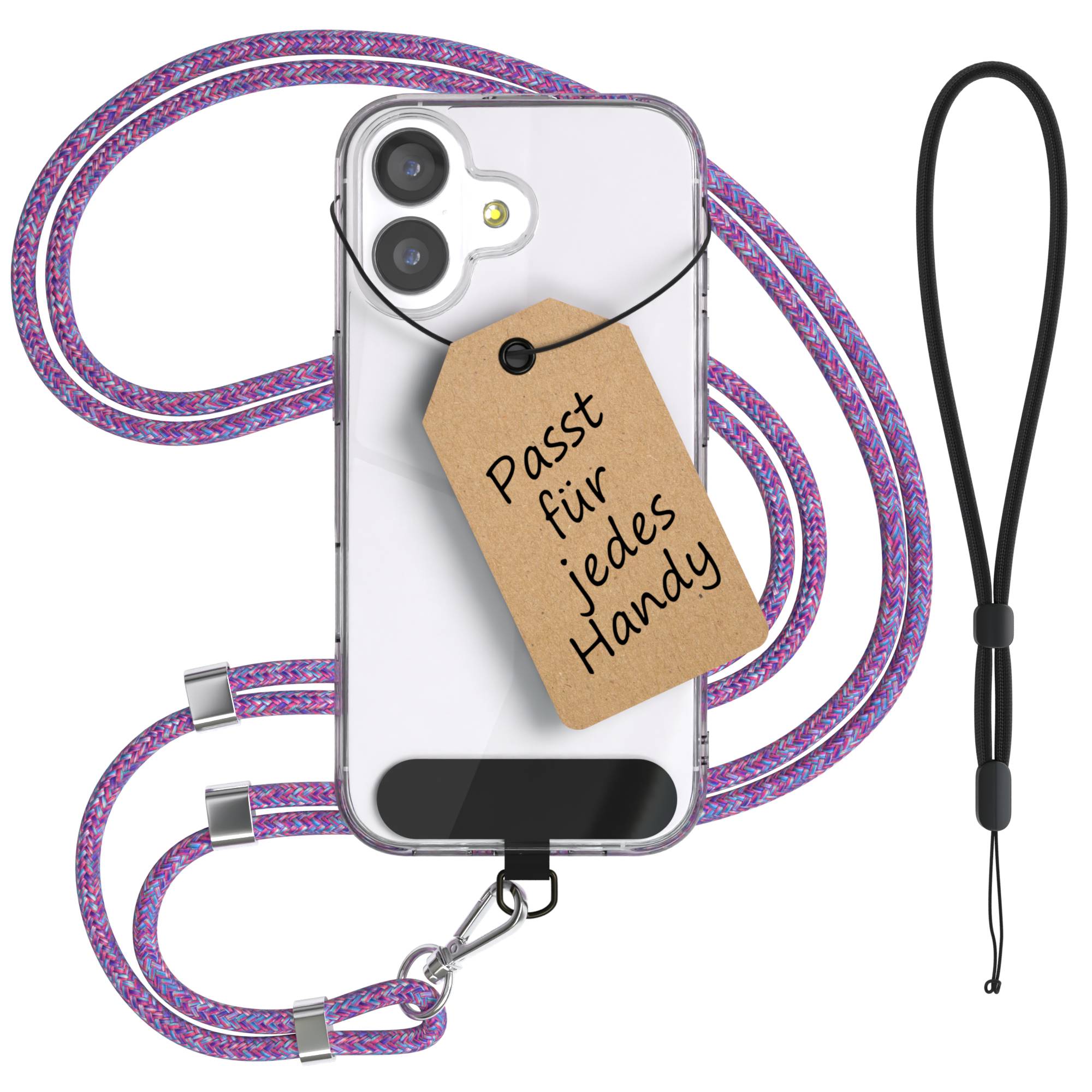 Universal Handykette mit Einlege-Pad und Karabiner für Smartphones