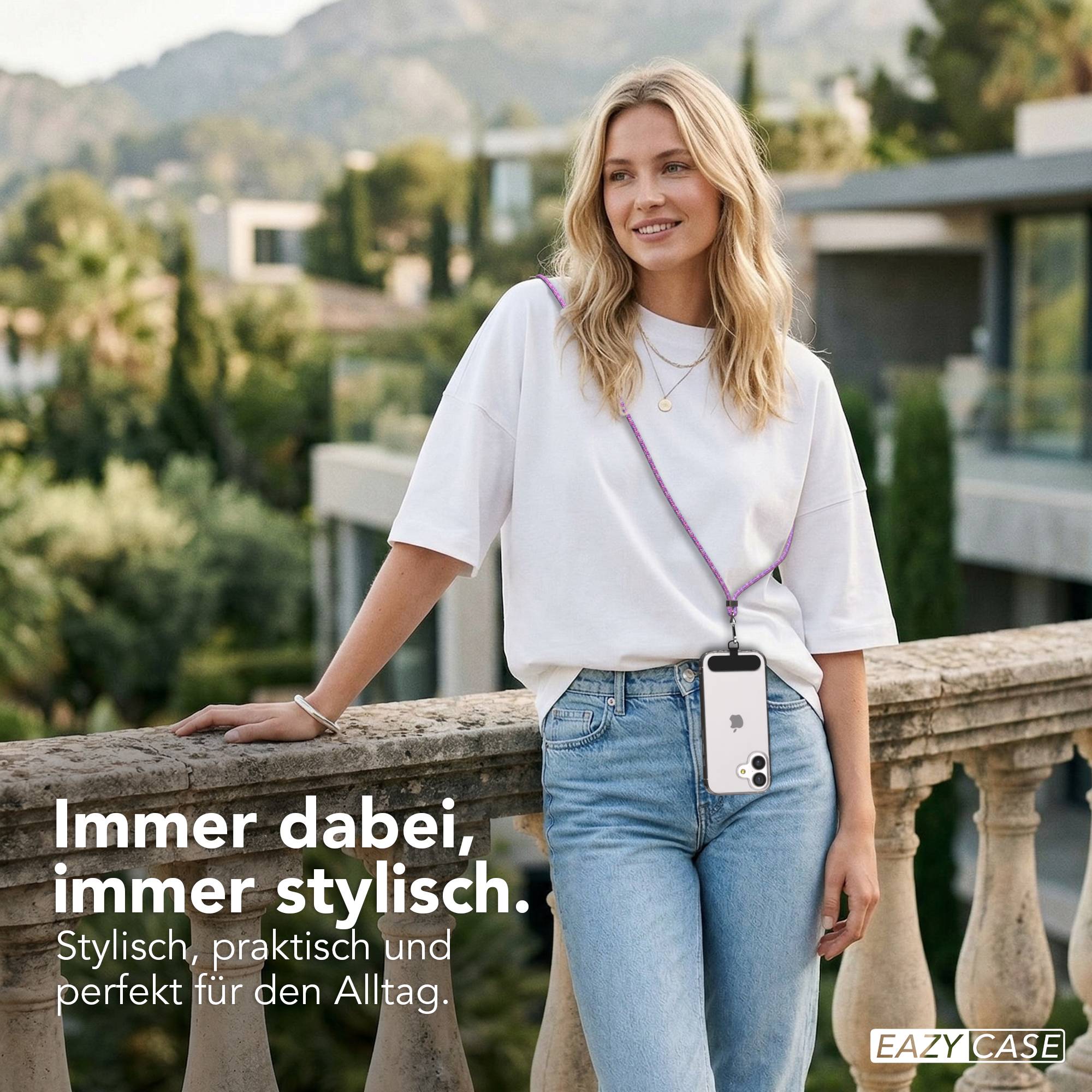Universal Handykette mit Einlege-Pad und Karabiner für Smartphones