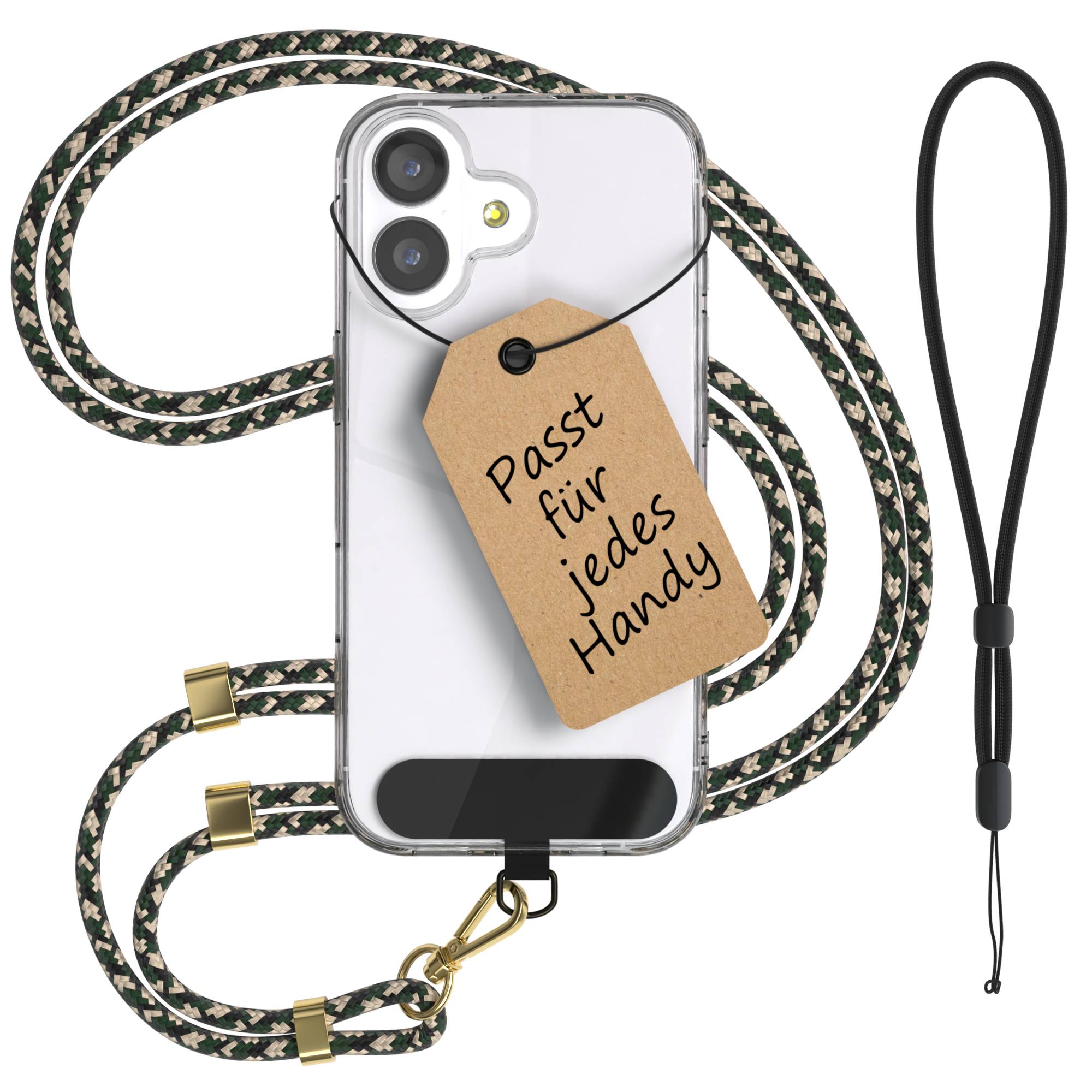 Universal Handykette mit Einlege-Pad und Karabiner für Smartphones