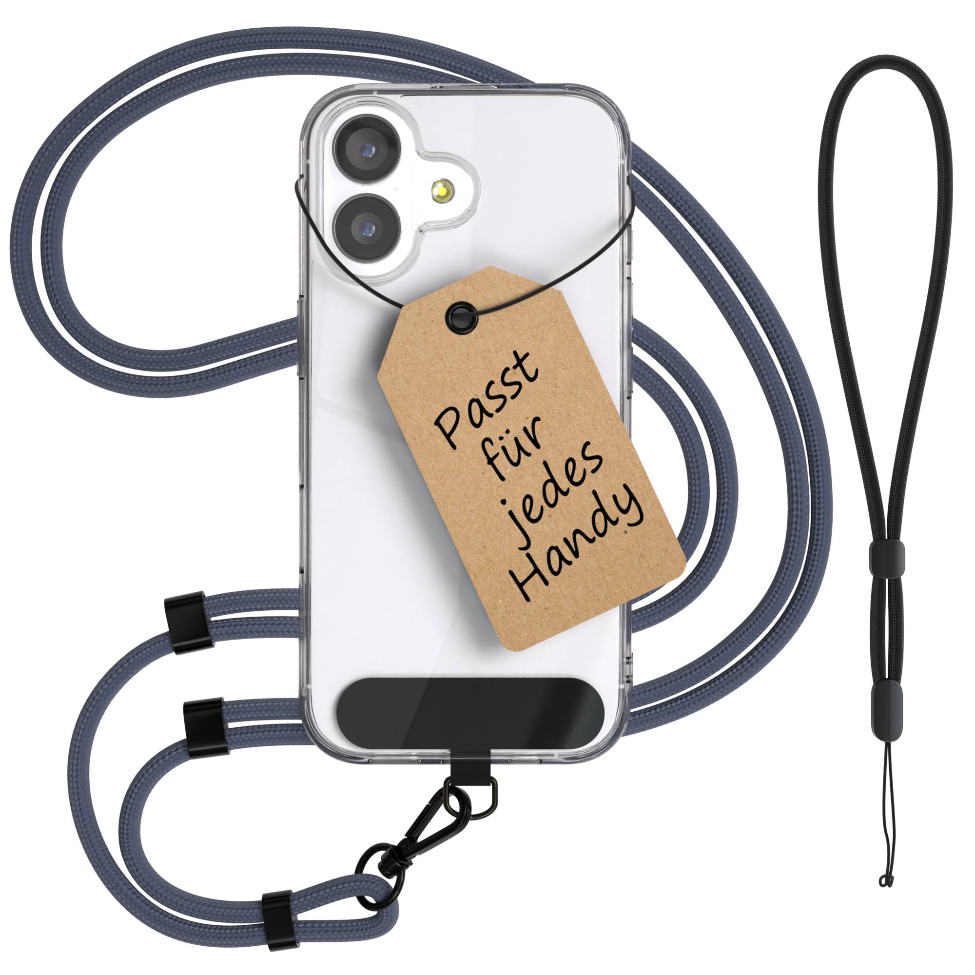 Universal Handykette mit Einlege-Pad und Karabiner für Smartphones