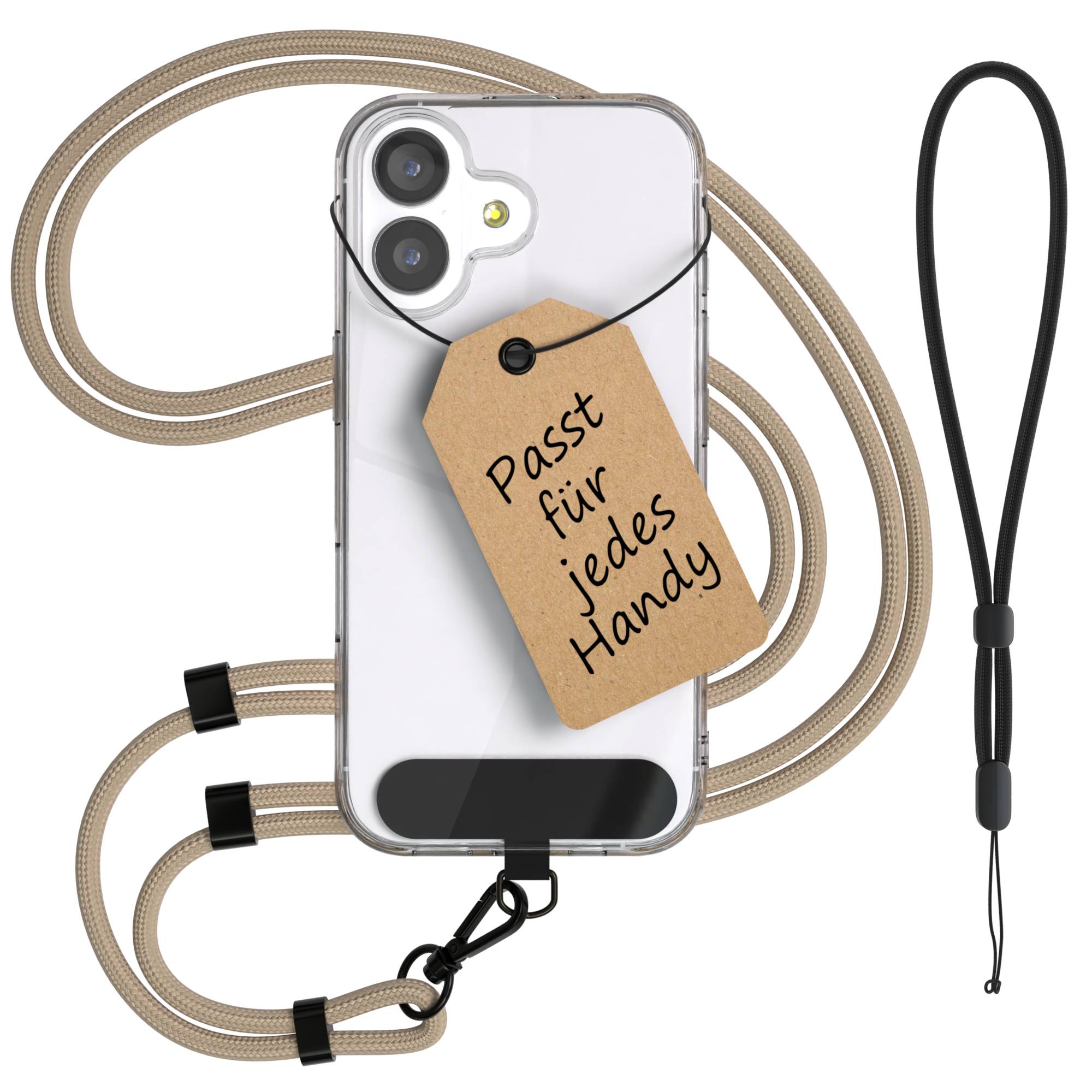 Universal Handykette mit Einlege-Pad und Karabiner für Smartphones