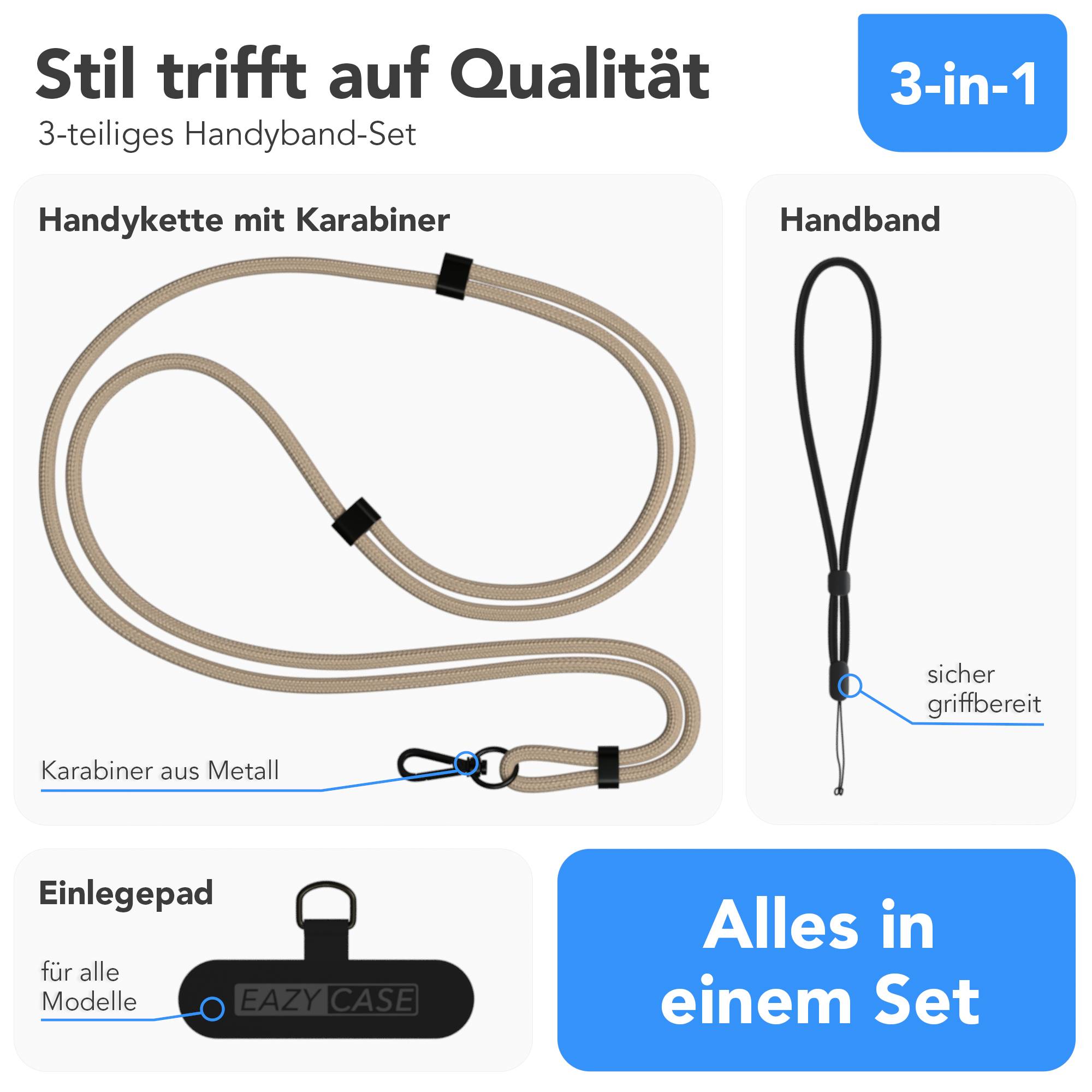 Universal Handykette mit Einlege-Pad und Karabiner für Smartphones