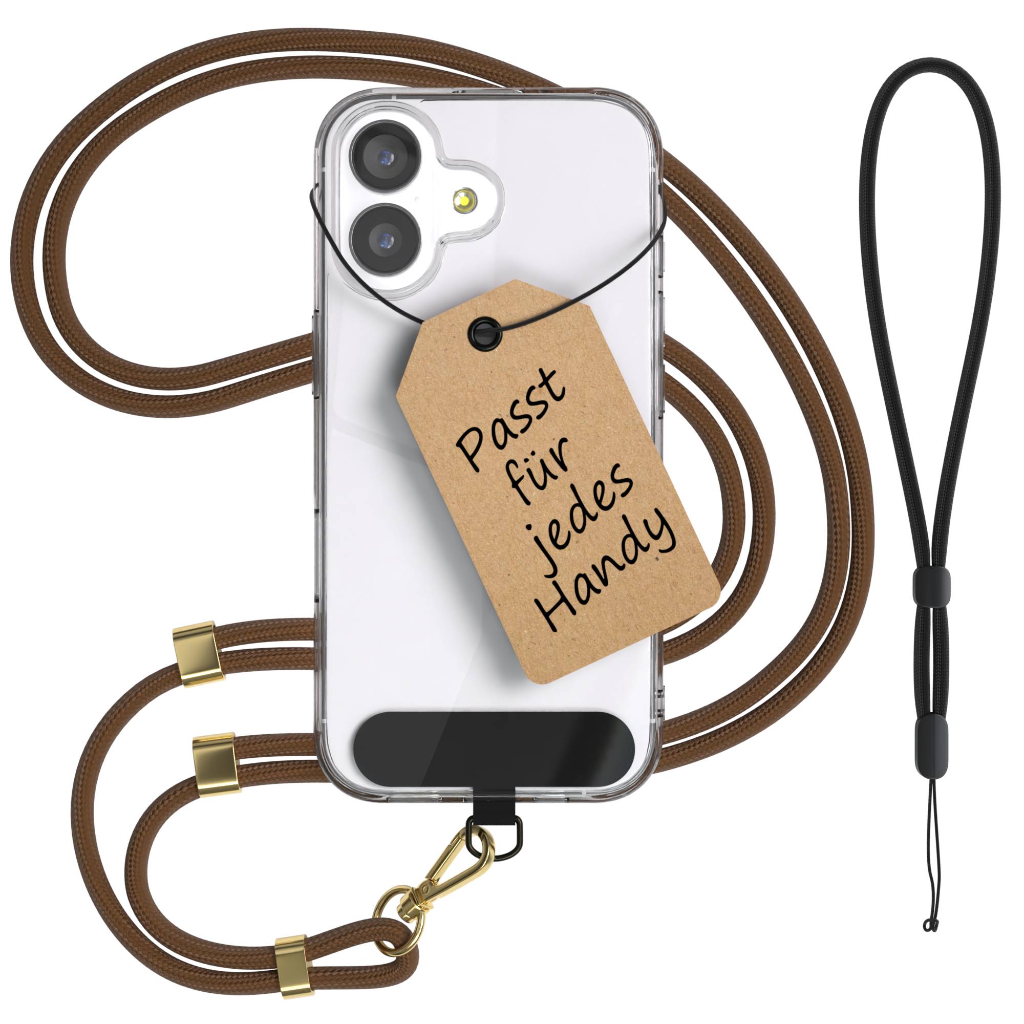 Universal Handykette mit Einlege-Pad und Karabiner für Smartphones