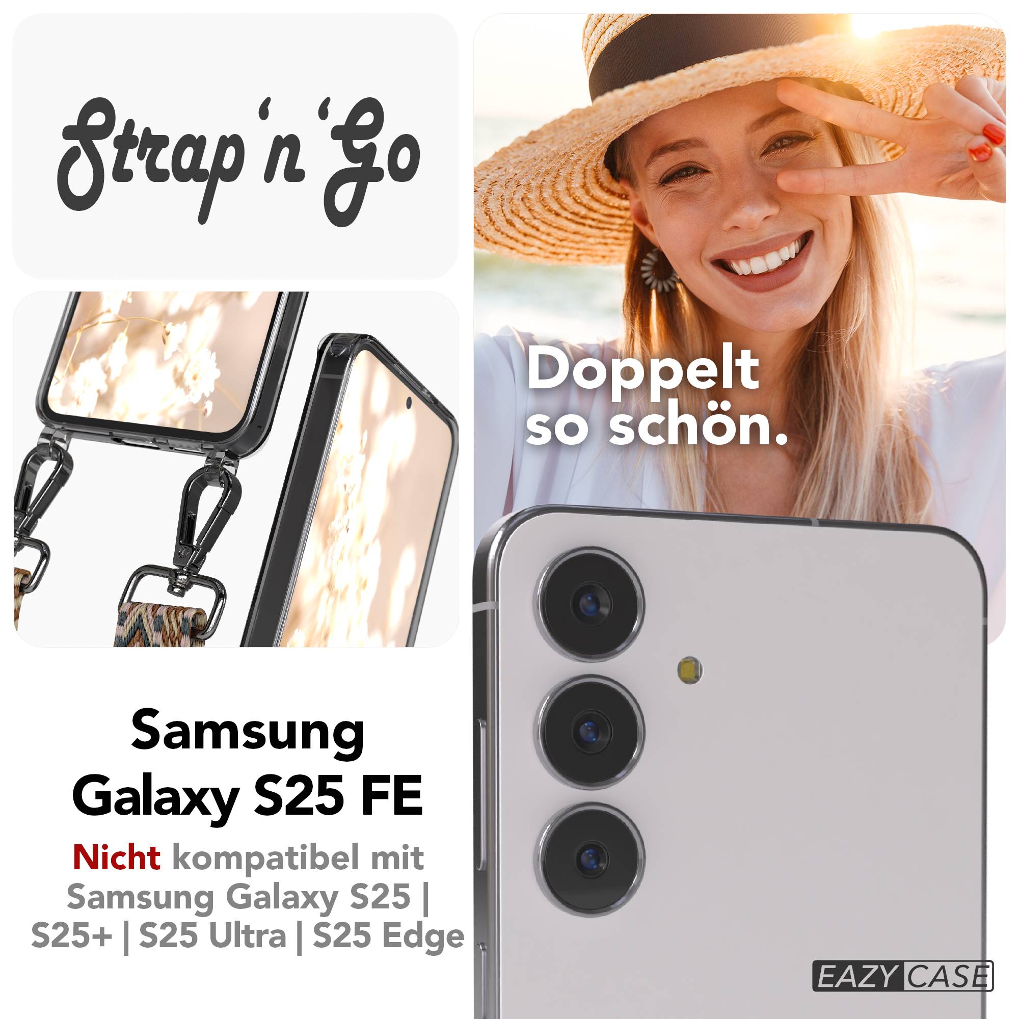 Samsung Galaxy S25 FE Handykette mit verstellbarem Boho Band Set