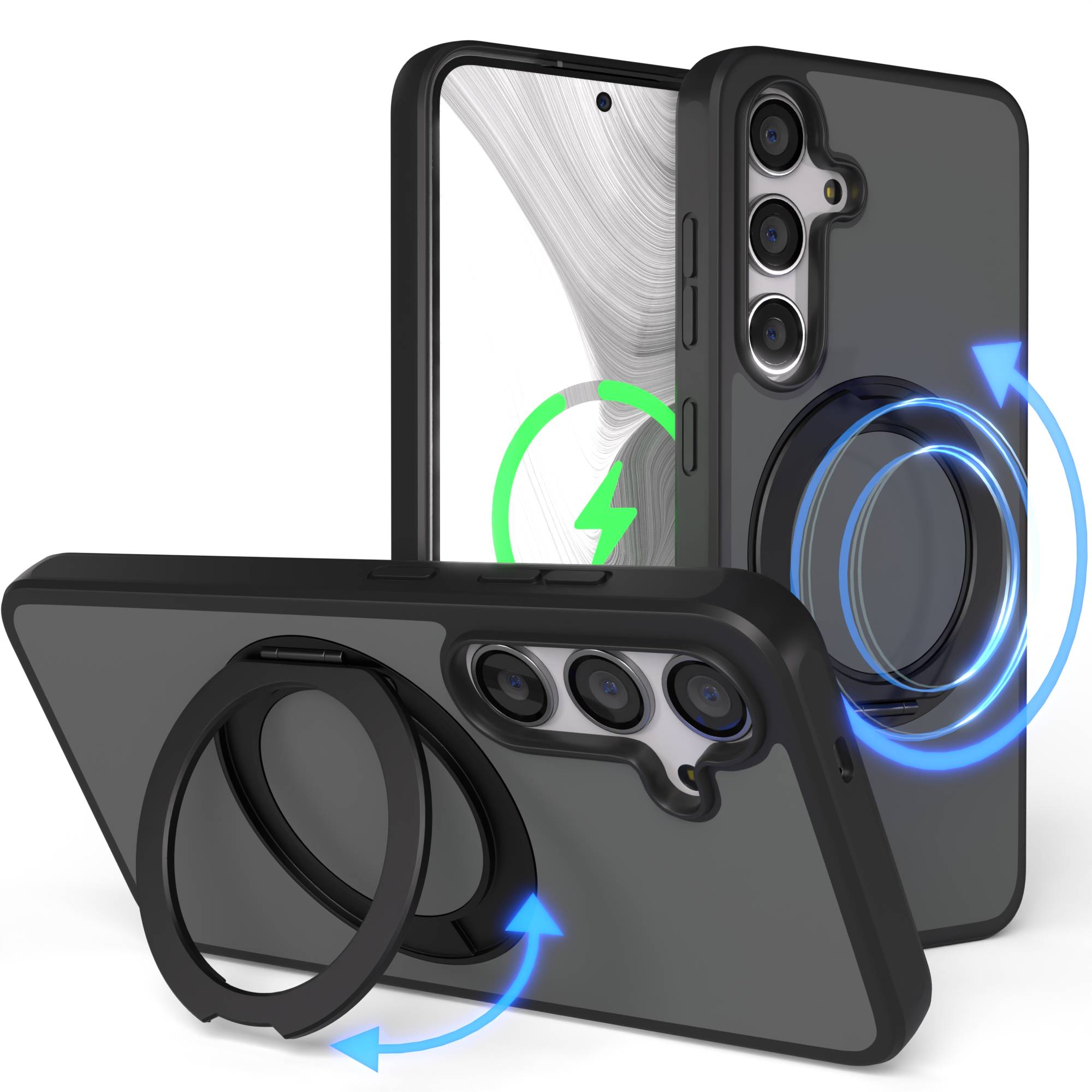 Samsung Galaxy S24 Bumper Hülle mit drehbarem Ring und MagSafe Funktion