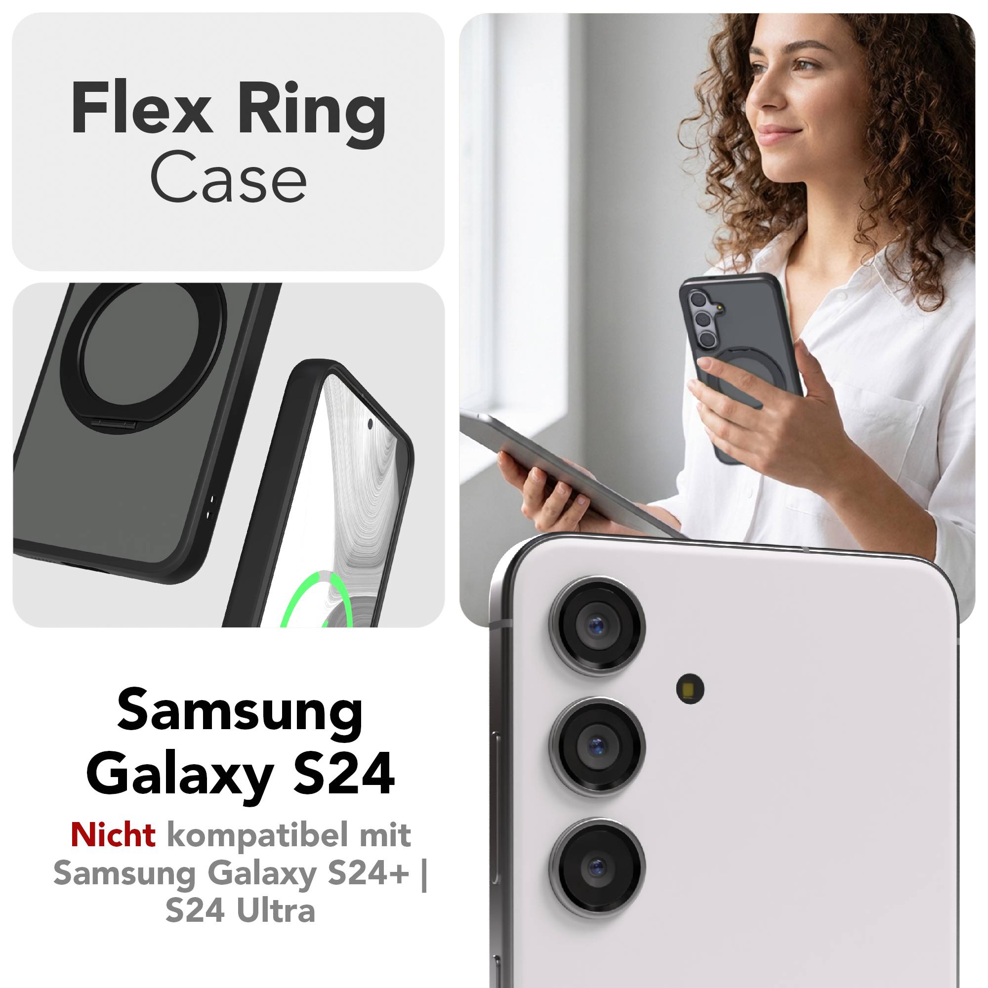 Samsung Galaxy S24 Bumper Hülle mit drehbarem Ring und MagSafe Funktion