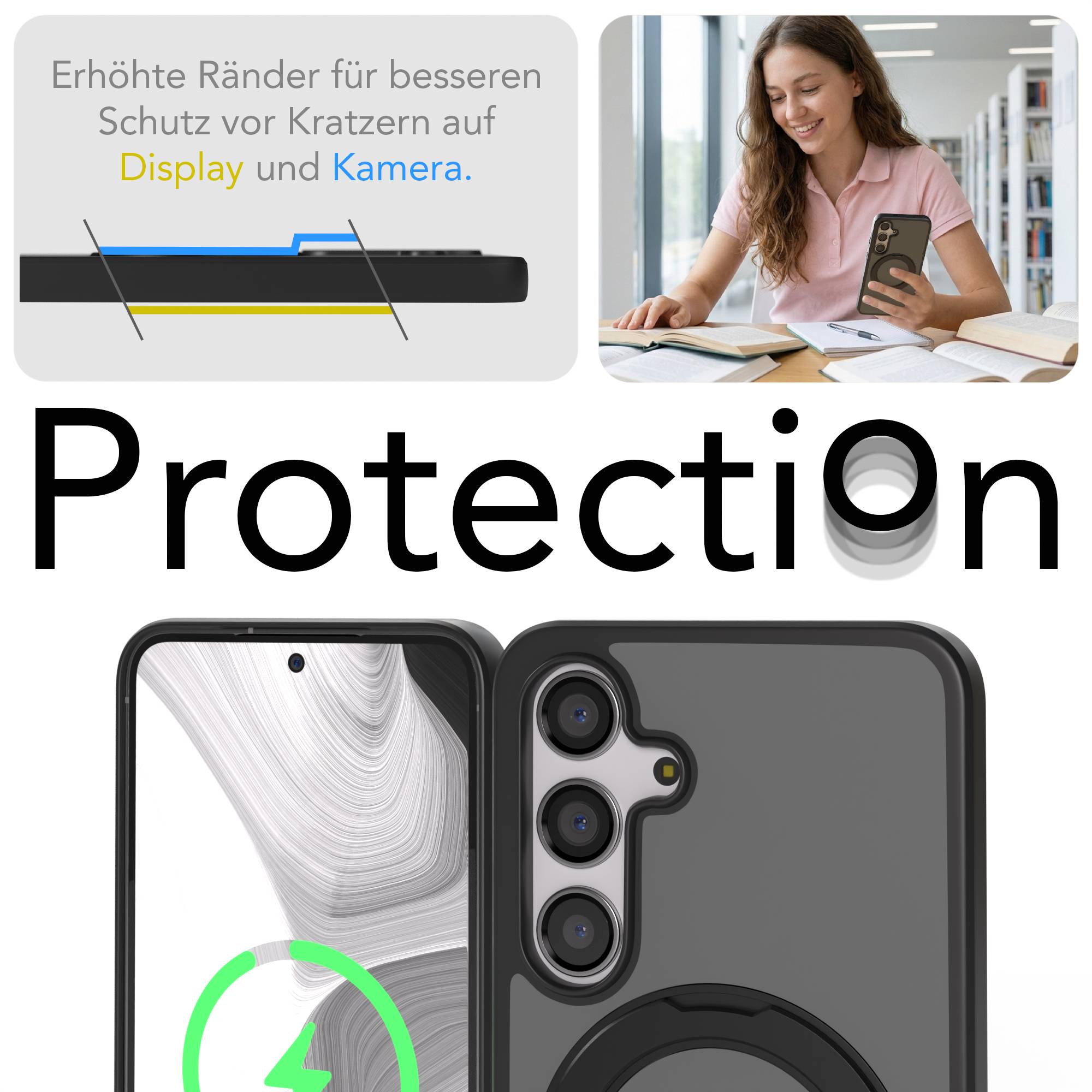 Samsung Galaxy S24 Bumper Hülle mit drehbarem Ring und MagSafe Funktion
