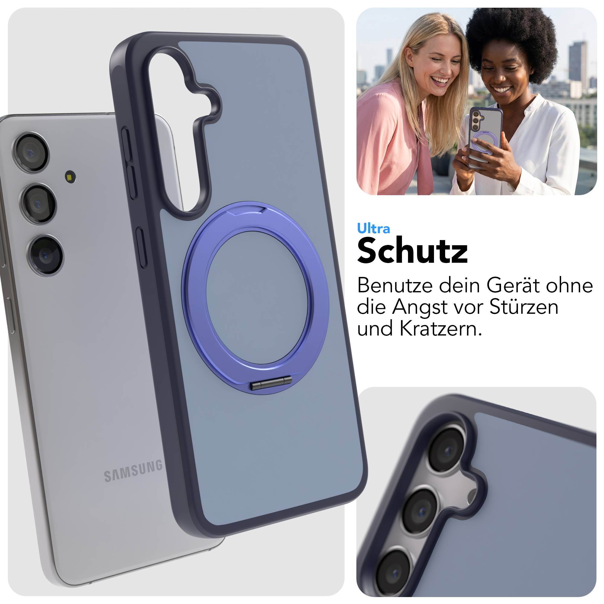Samsung Galaxy S24 Bumper Hülle mit drehbarem Ring und MagSafe Funktion