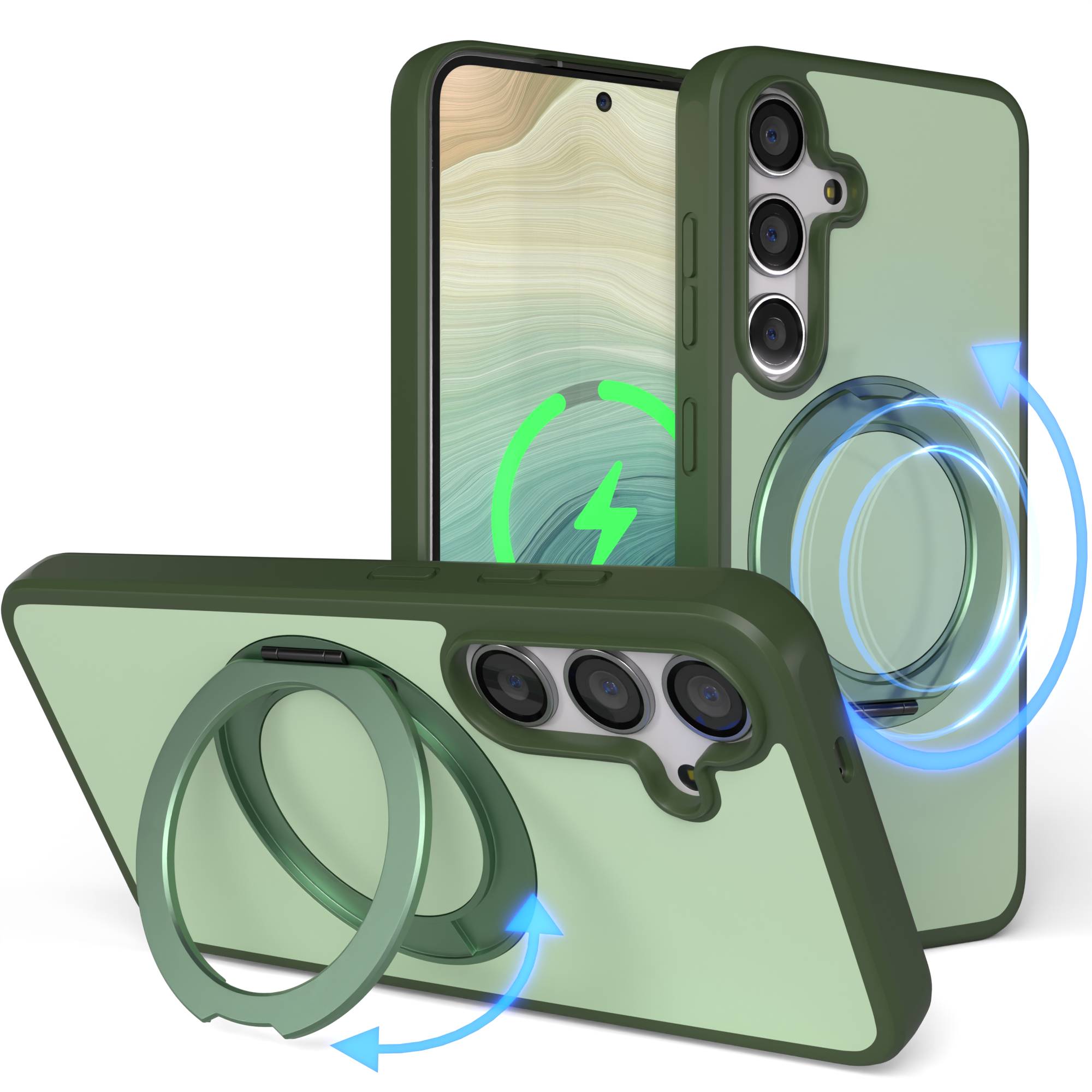 Samsung Galaxy S24 Bumper Hülle mit drehbarem Ring und MagSafe Funktion