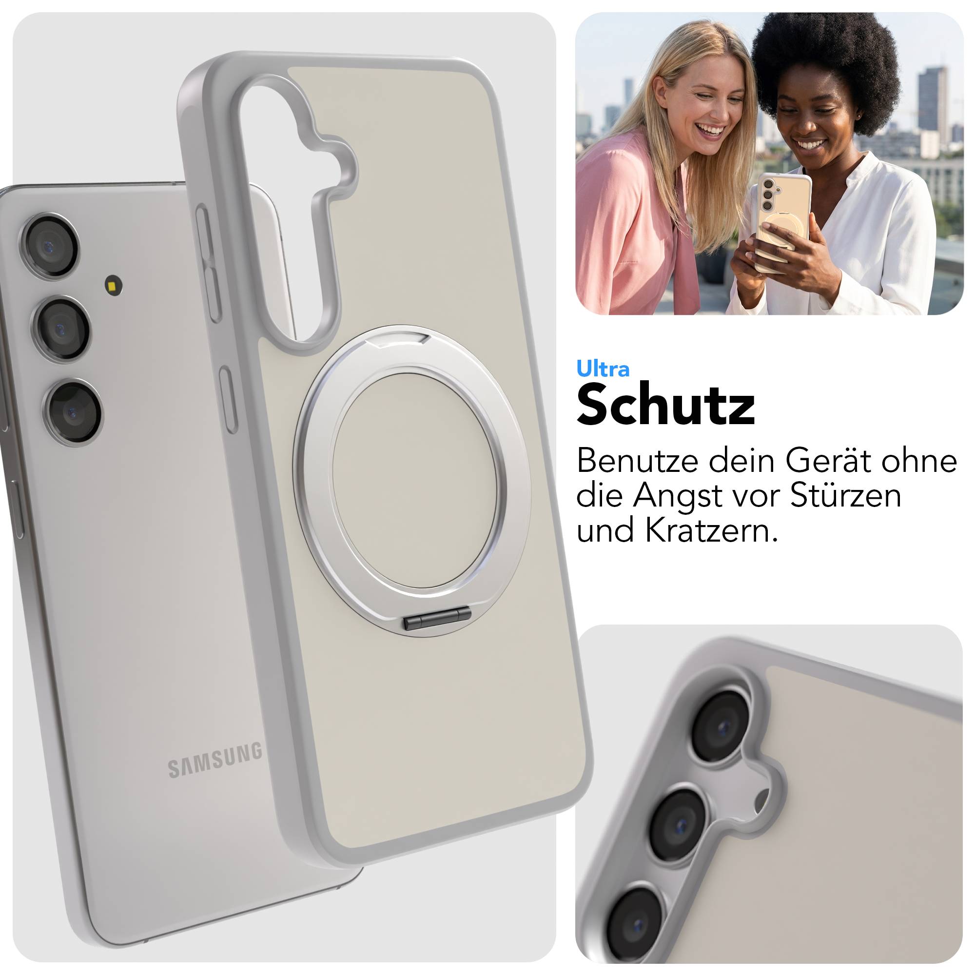 Samsung Galaxy S24 Bumper Hülle mit drehbarem Ring und MagSafe Funktion