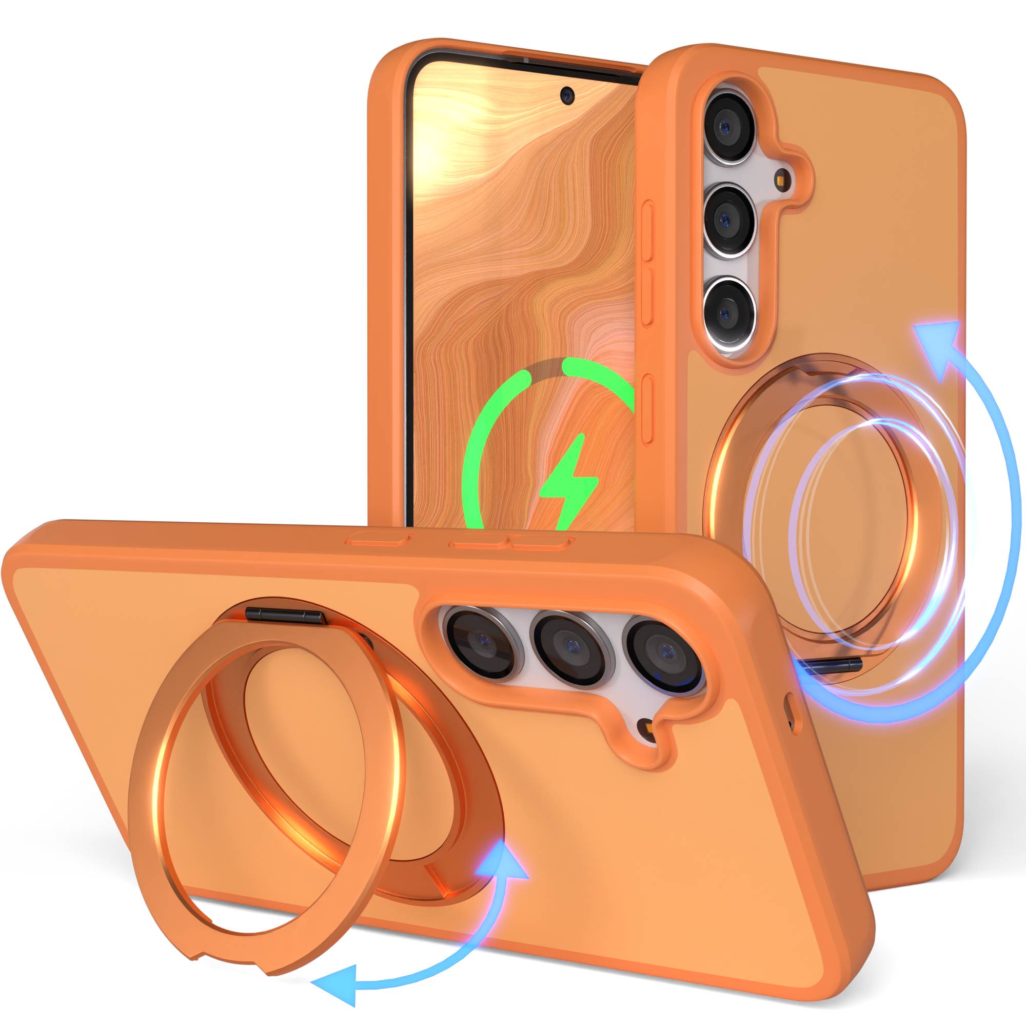Samsung Galaxy S24 Bumper Hülle mit drehbarem Ring und MagSafe Funktion