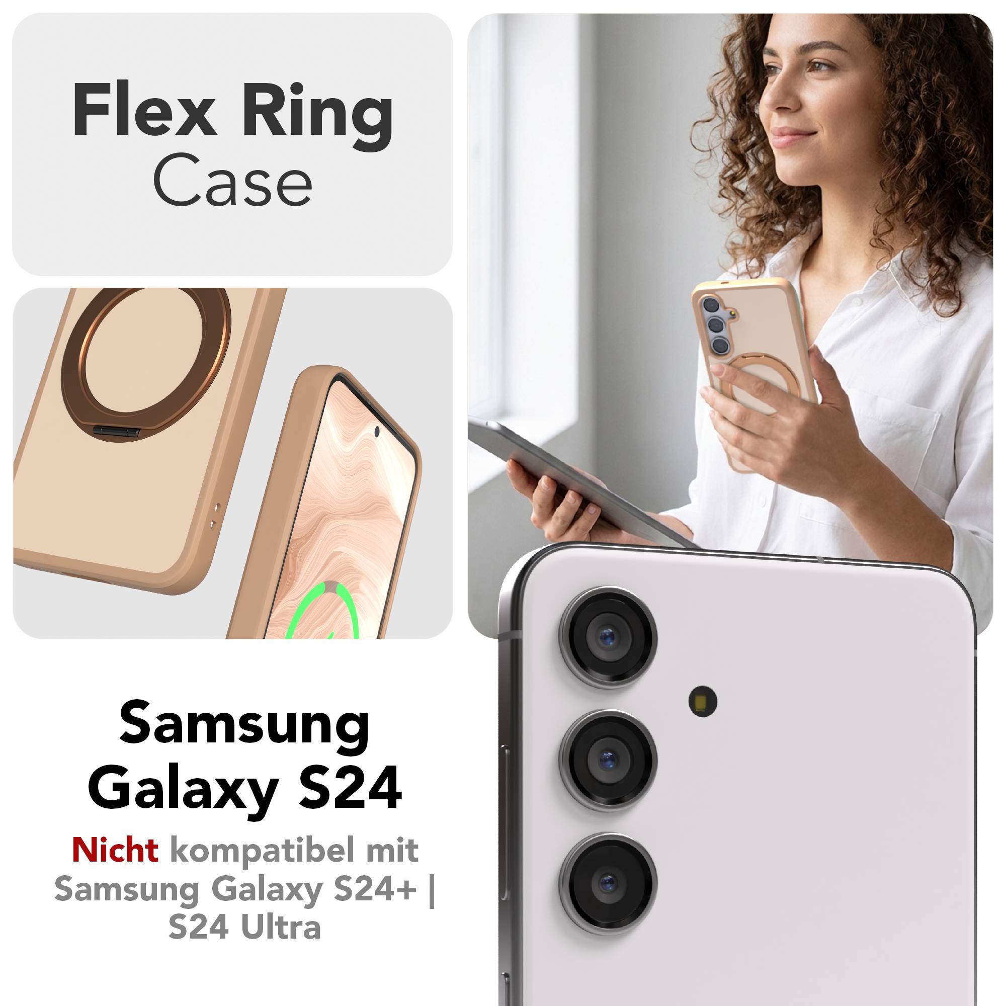 Samsung Galaxy S24 Bumper Hülle mit drehbarem Ring und MagSafe Funktion