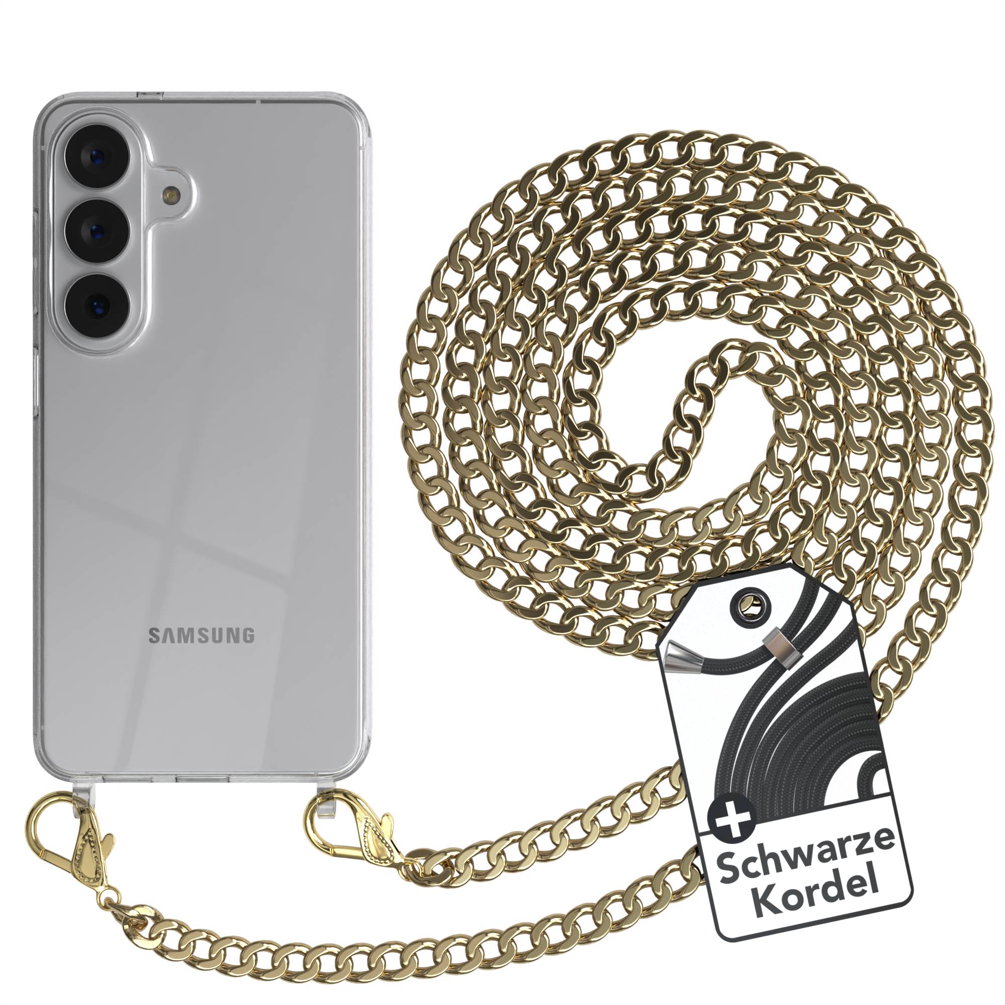 Samsung Galaxy S26 Handykette mit schwarzer Kordel und Metallkette