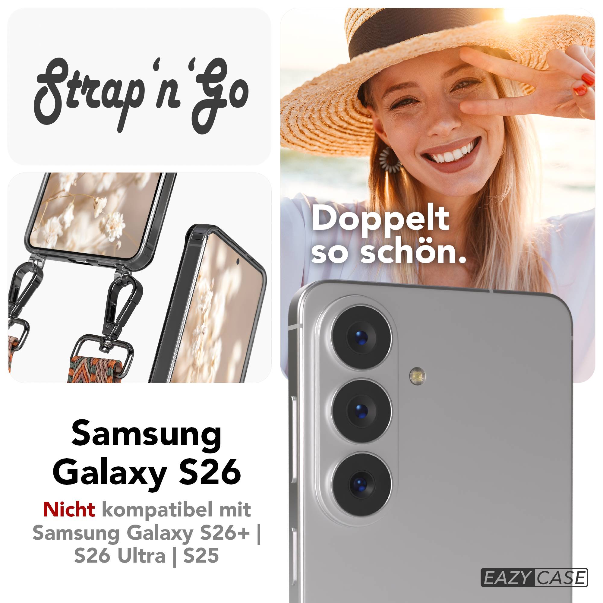 Samsung Galaxy S26 Handykette mit verstellbarem Boho Band Umhängegurt