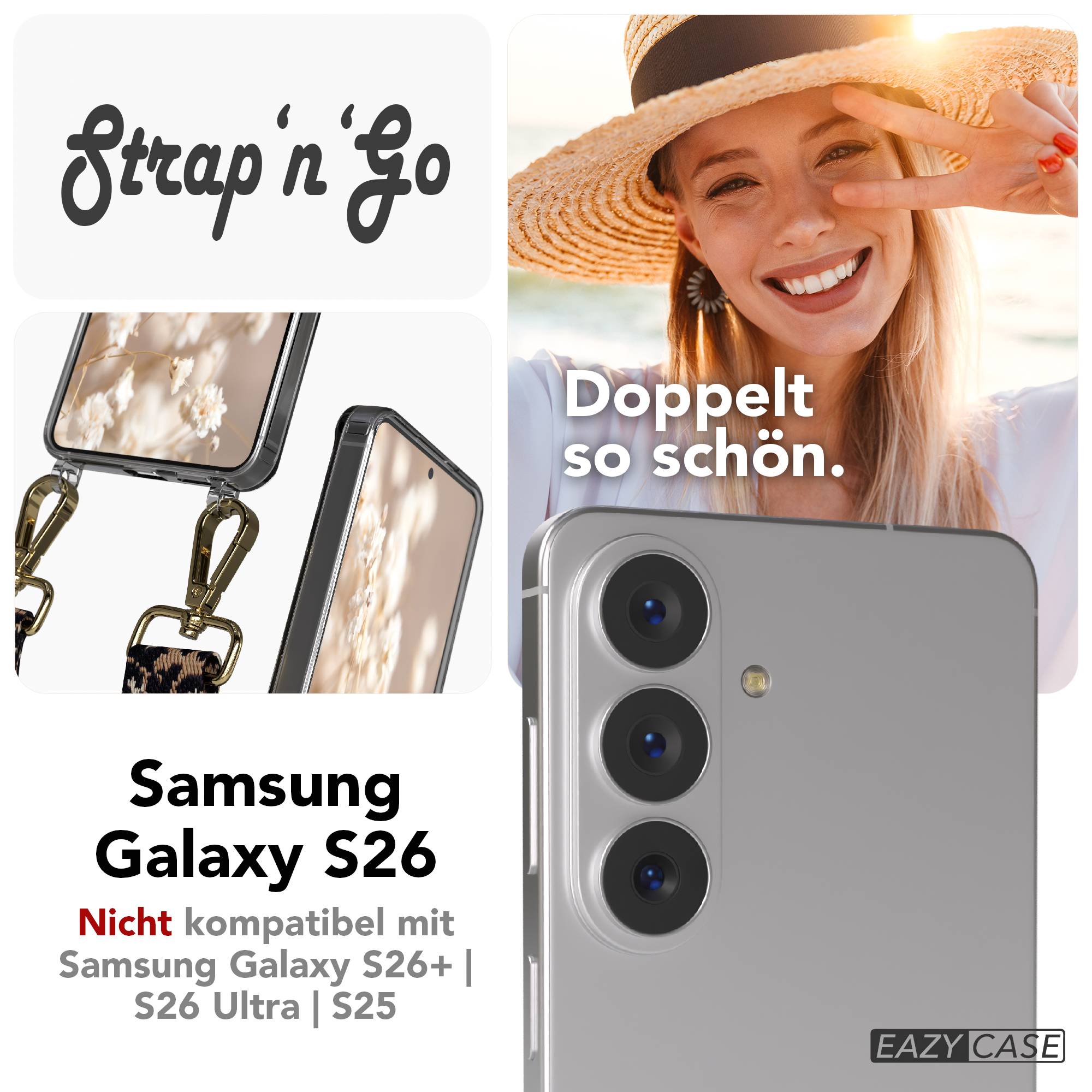 Samsung Galaxy S26 Handykette mit verstellbarem Boho Band Umhängeband