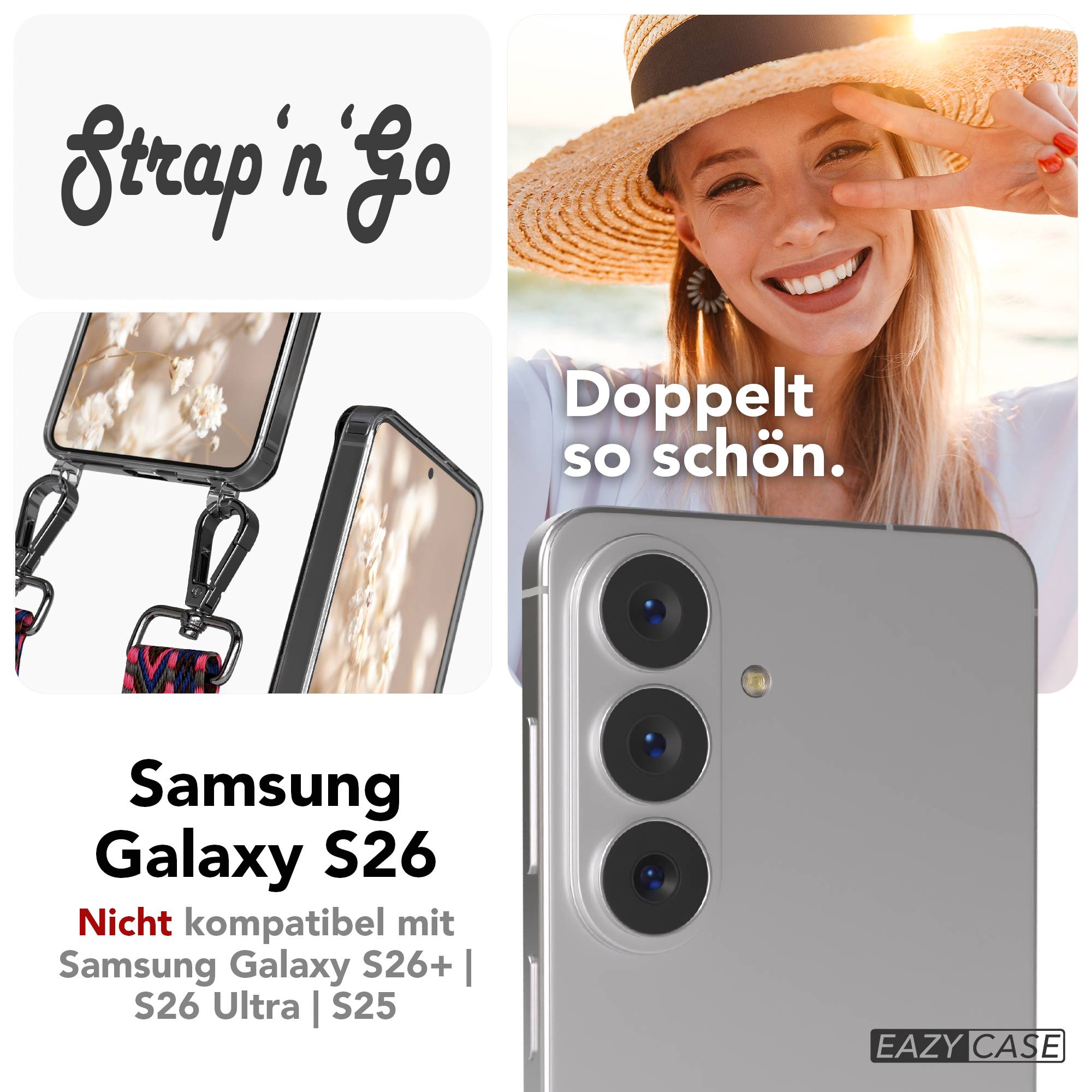 Samsung Galaxy S26 Handykette mit verstellbarem Boho Band Umhängeband