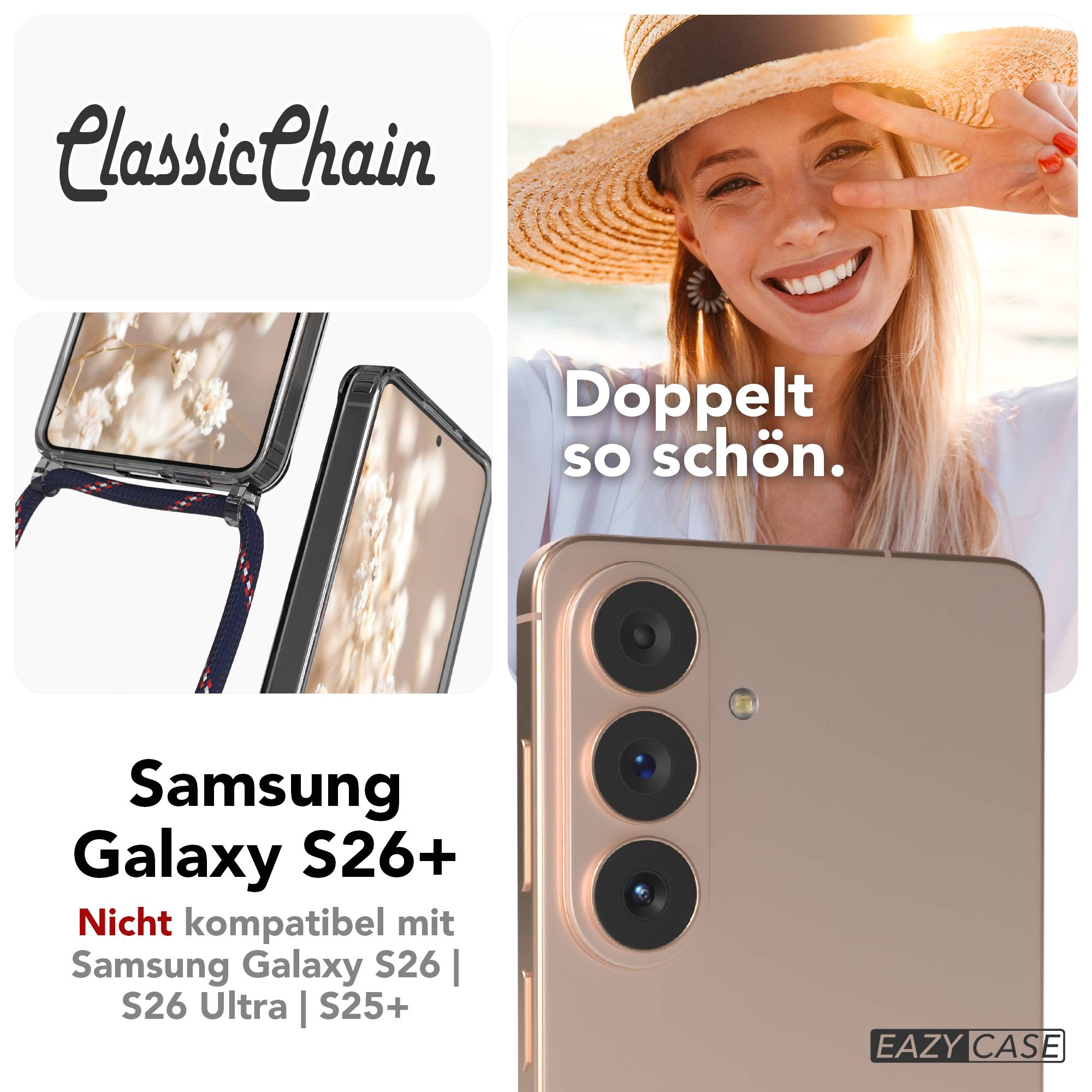 Samsung Galaxy S26 Plus transparente Handykette mit verstellbarer Kordel