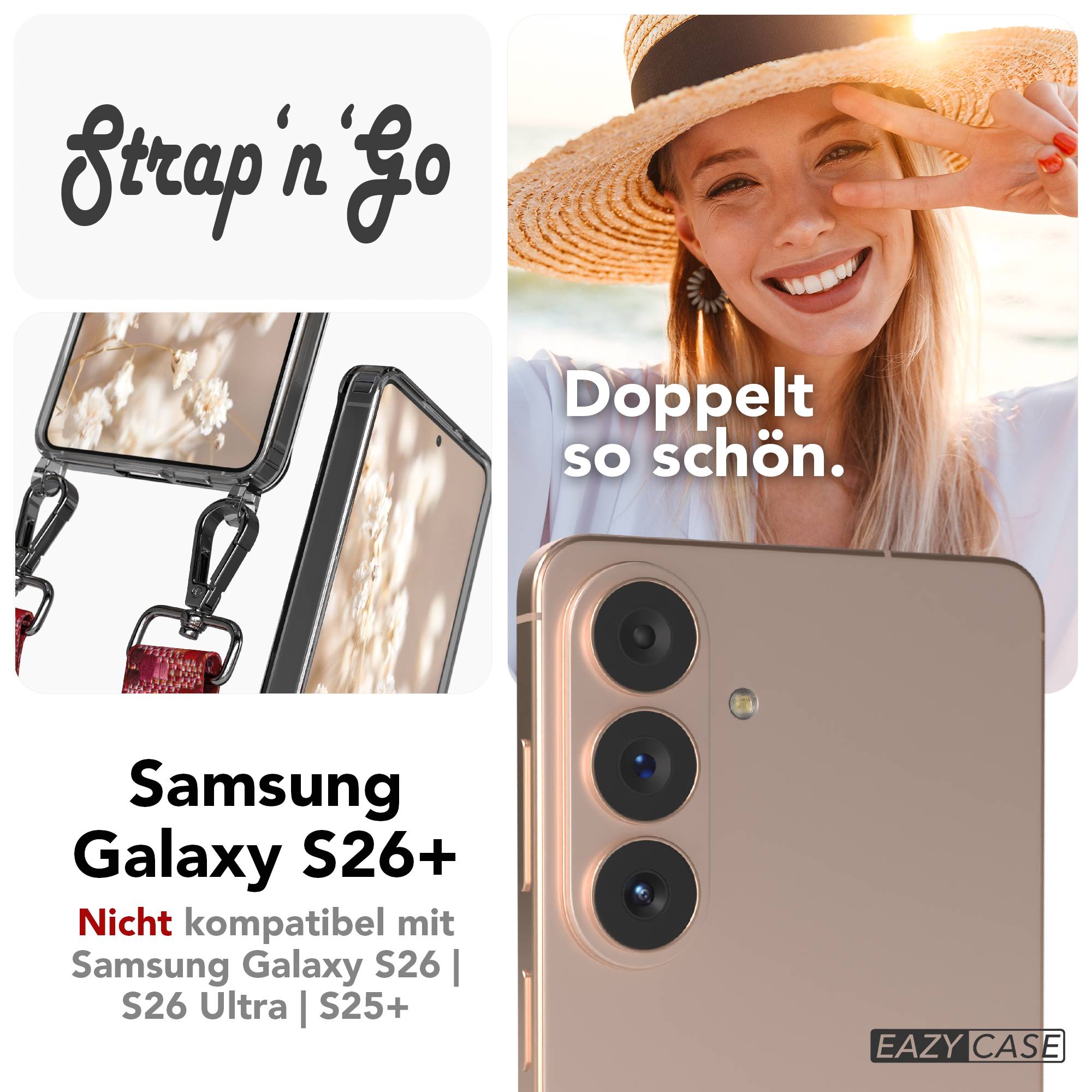 Samsung Galaxy S26 Plus Handykette mit Boho Band verstellbar
