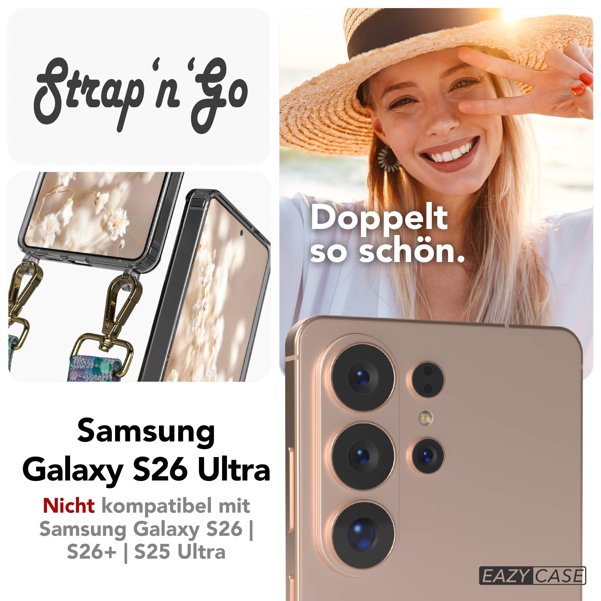 Samsung Galaxy S26 Ultra Handykette mit Boho Band verstellbar