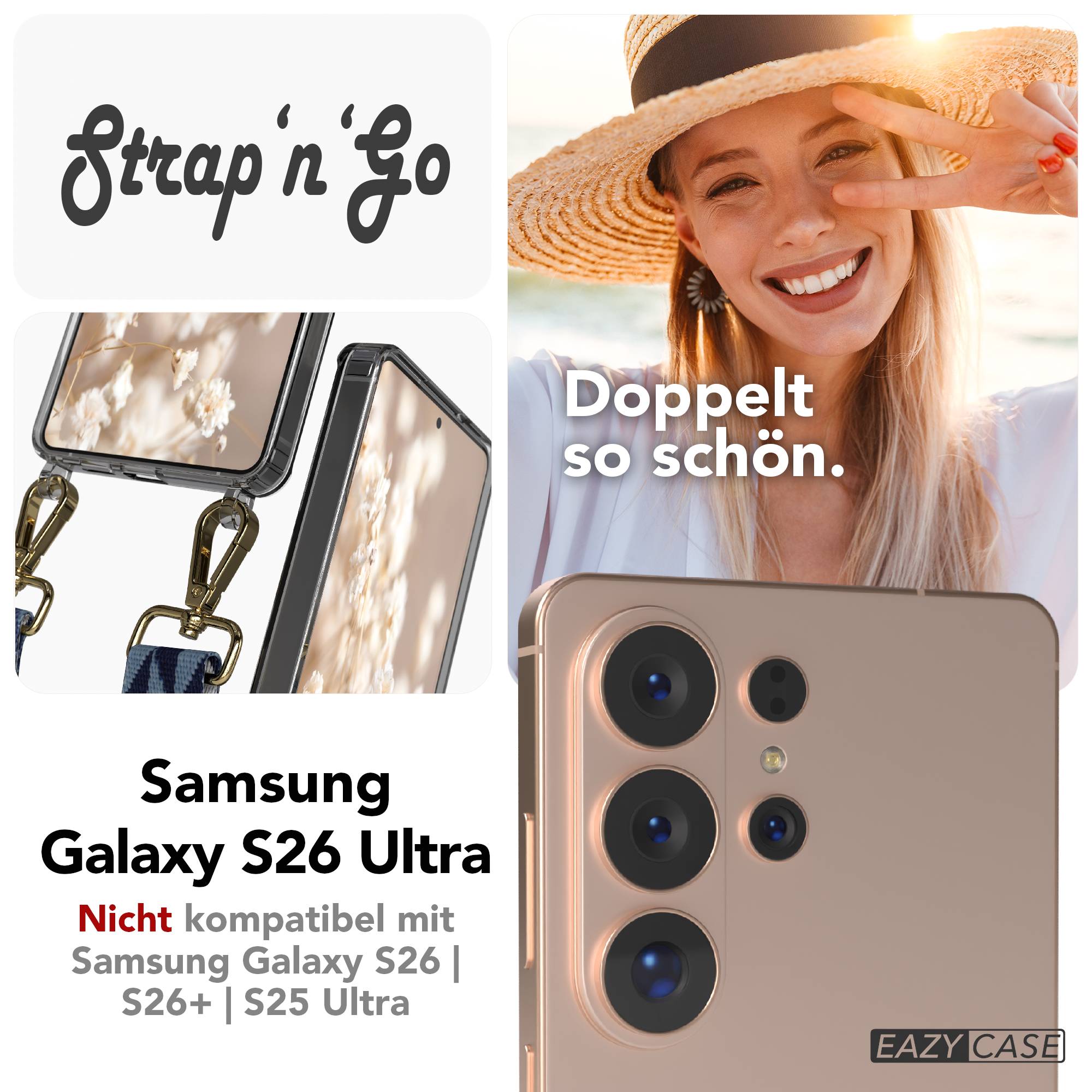 Samsung Galaxy S26 Ultra Handykette mit verstellbarem Boho Band zum Umhängen