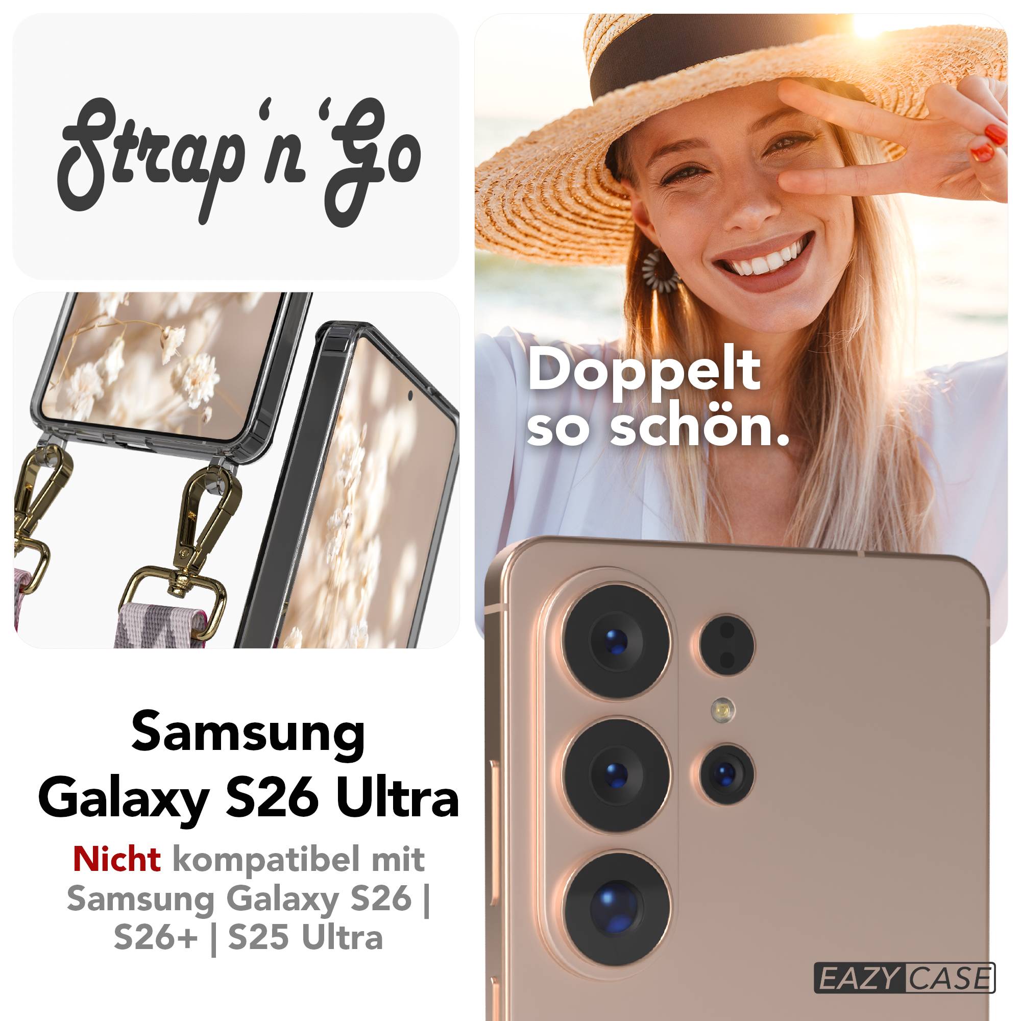 Samsung Galaxy S26 Ultra Handykette mit verstellbarem Boho Band zum Umhängen