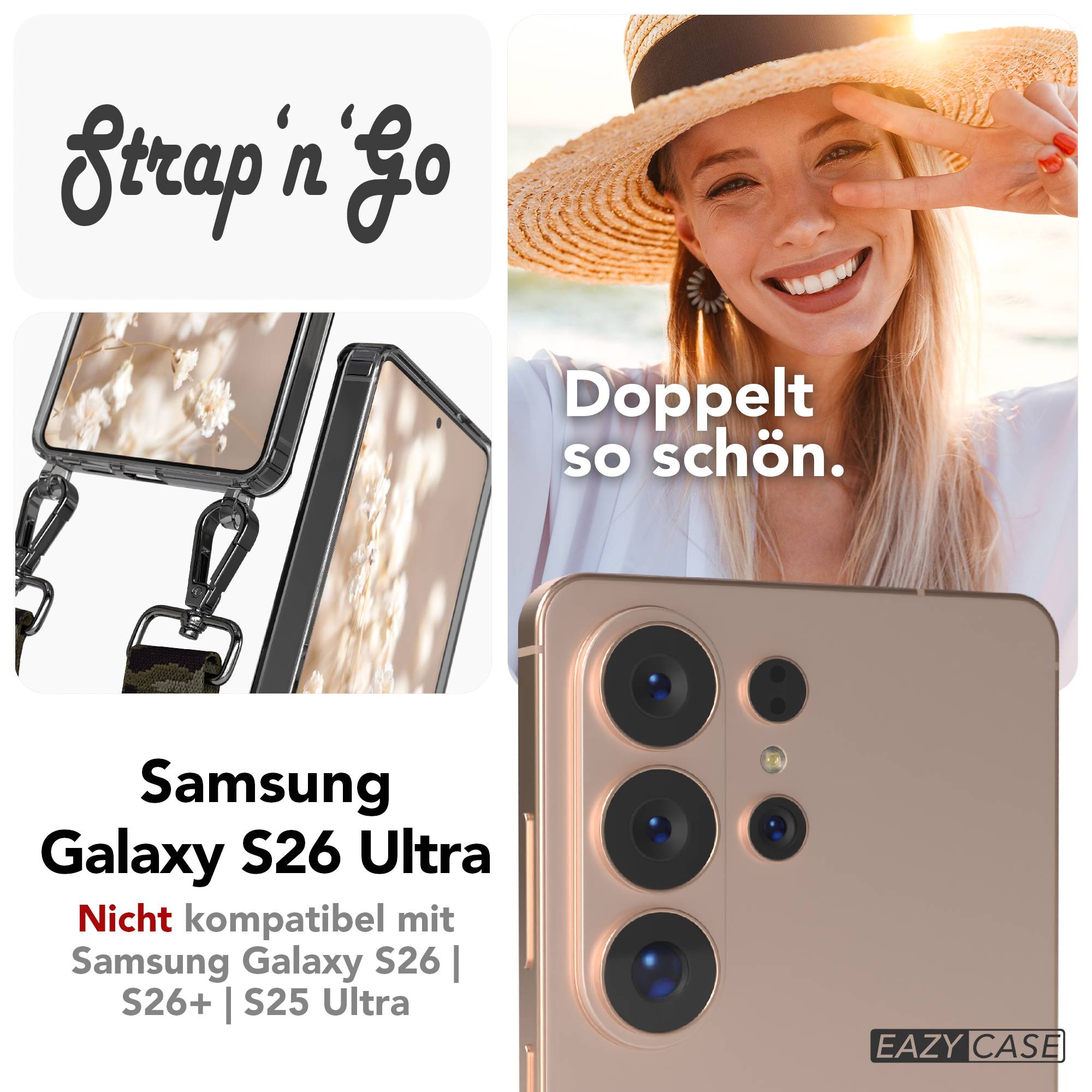 Samsung Galaxy S26 Ultra Handykette mit verstellbarem Boho Band zum Umhängen