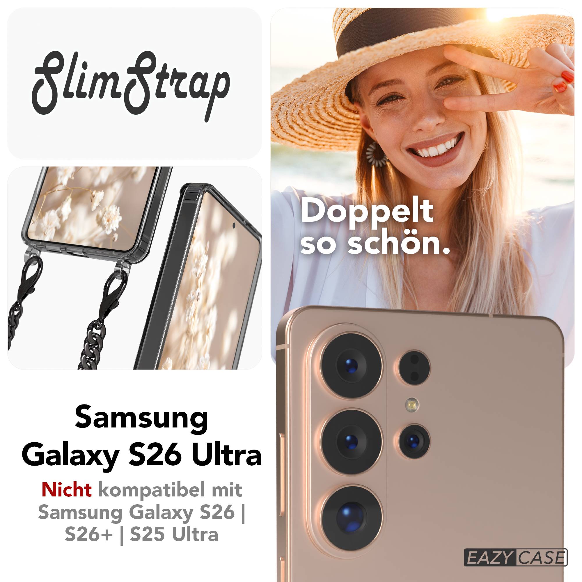 Samsung Galaxy S26 Ultra Handykette mit schwarzer Metallkette und MagSafe Funktion