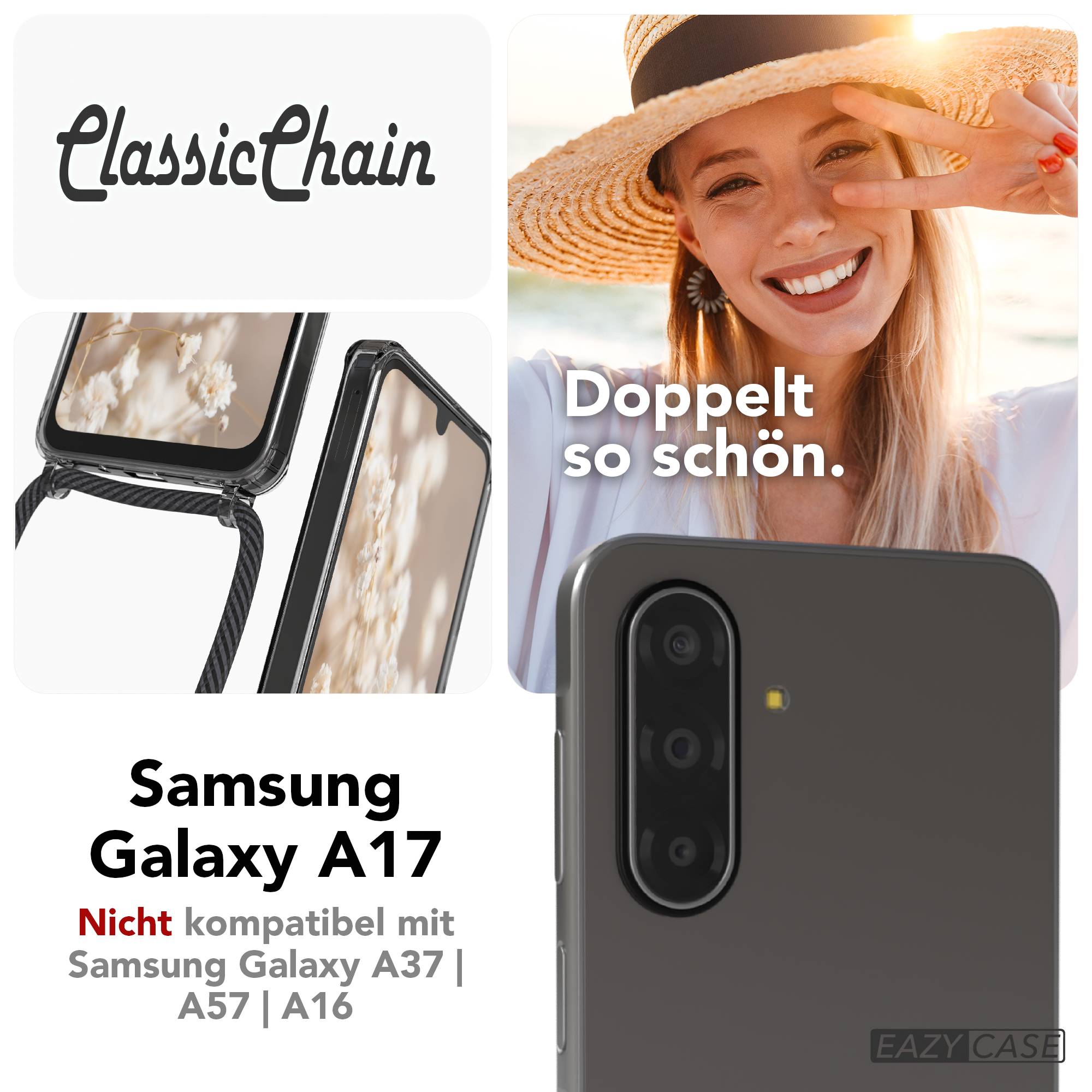 Samsung Galaxy A17 transparente Handykette mit verstellbarer Kordel TPU Hülle
