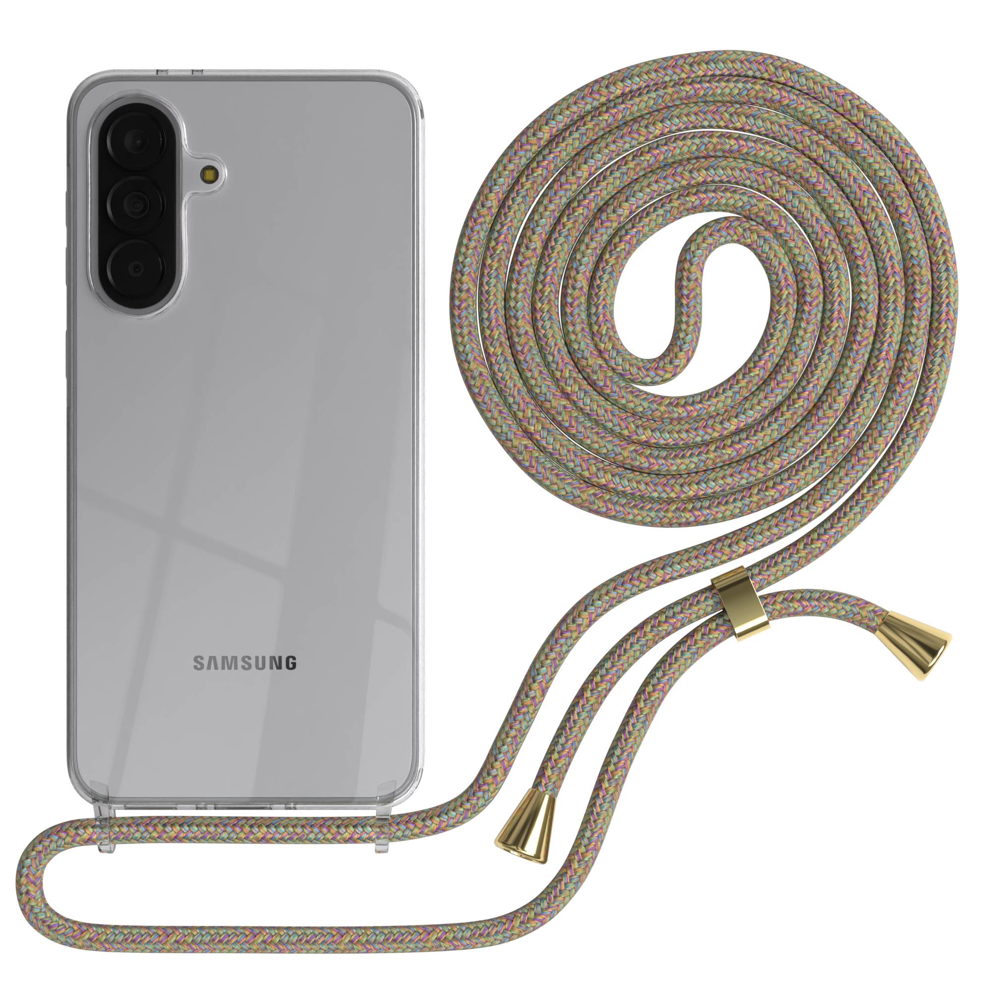 Samsung Galaxy A37 transparente Handykette mit verstellbarer Kordel TPU Schutzhülle