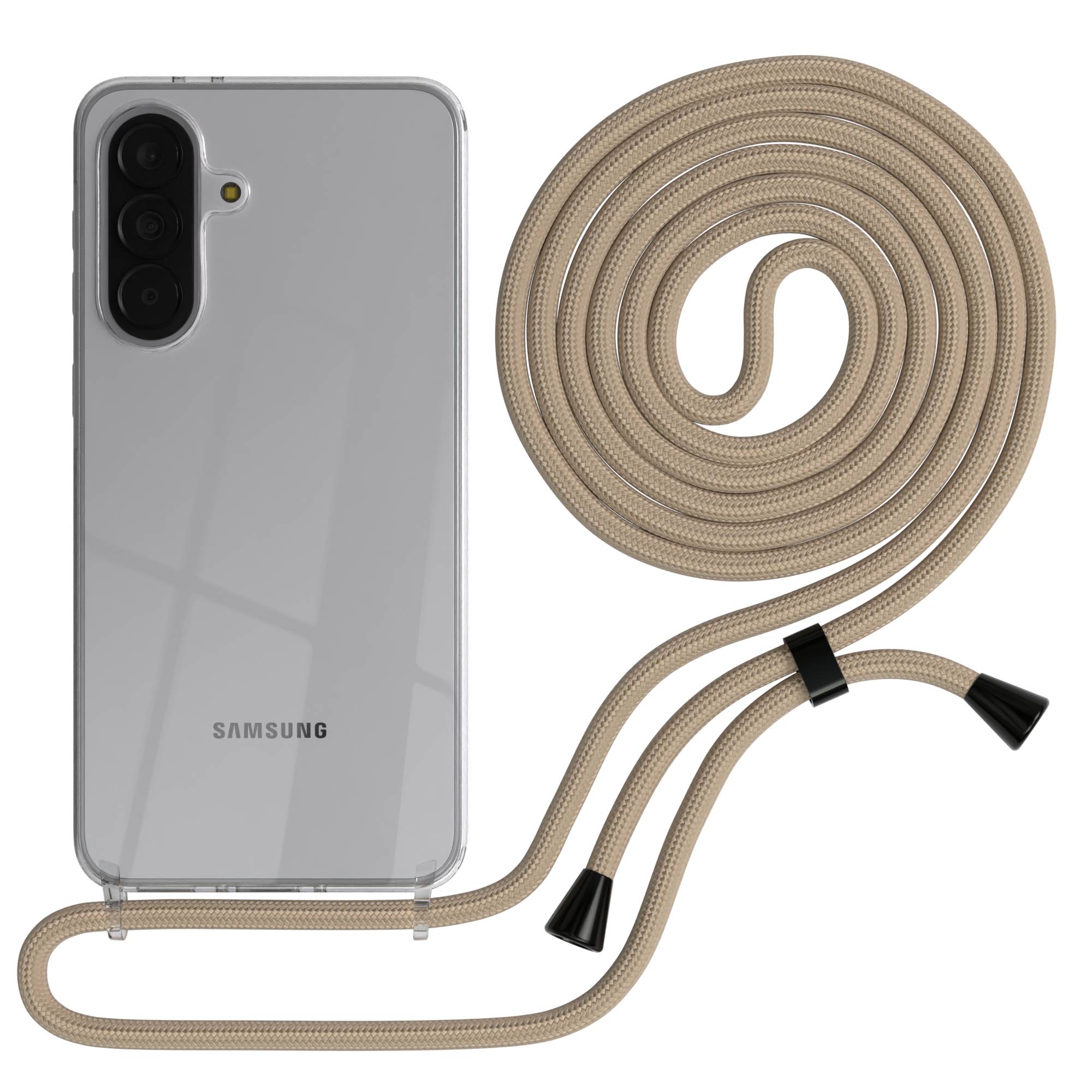Samsung Galaxy A37 transparente Handykette mit verstellbarer Kordel TPU Schutzhülle